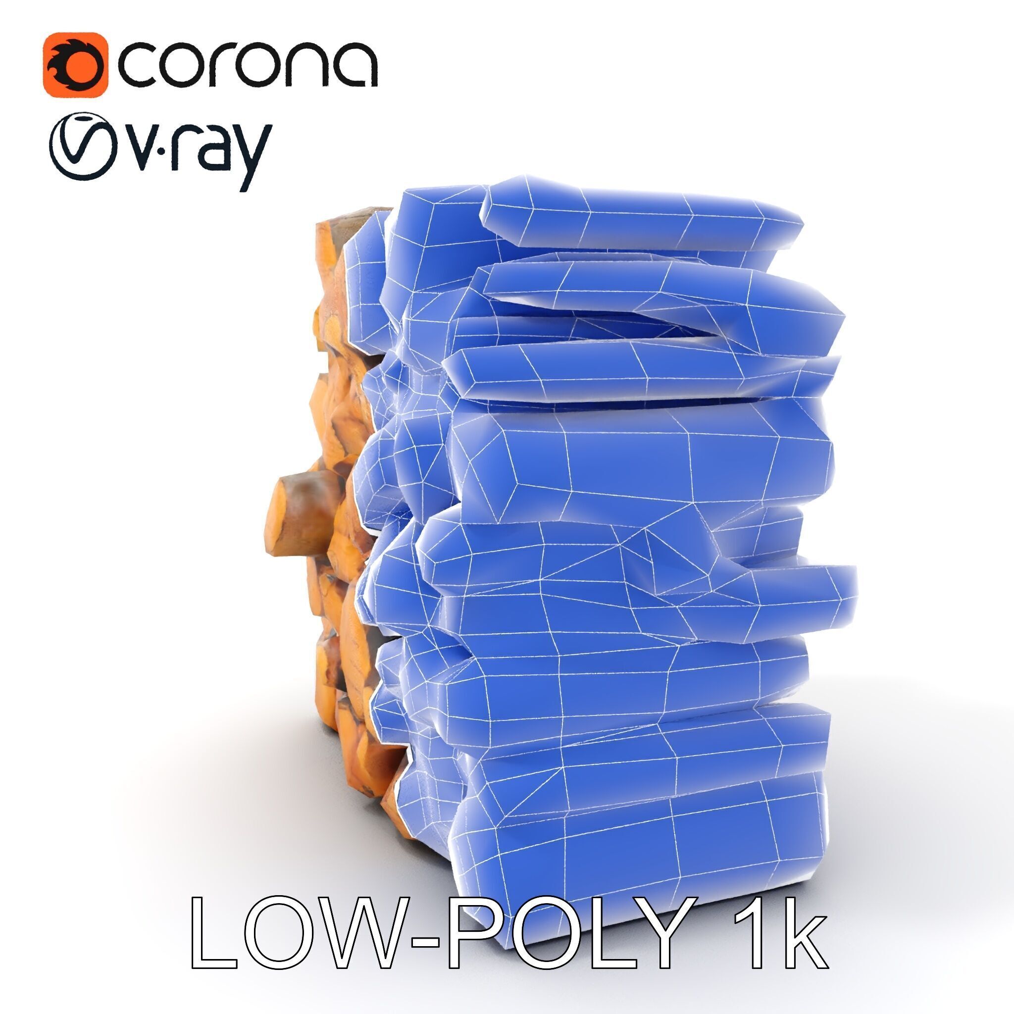 Stacked Wooden Logs Model Pack Low-poly 3D model_15