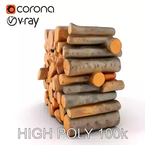 Stacked Wooden Logs Model Pack Low-poly 3D model