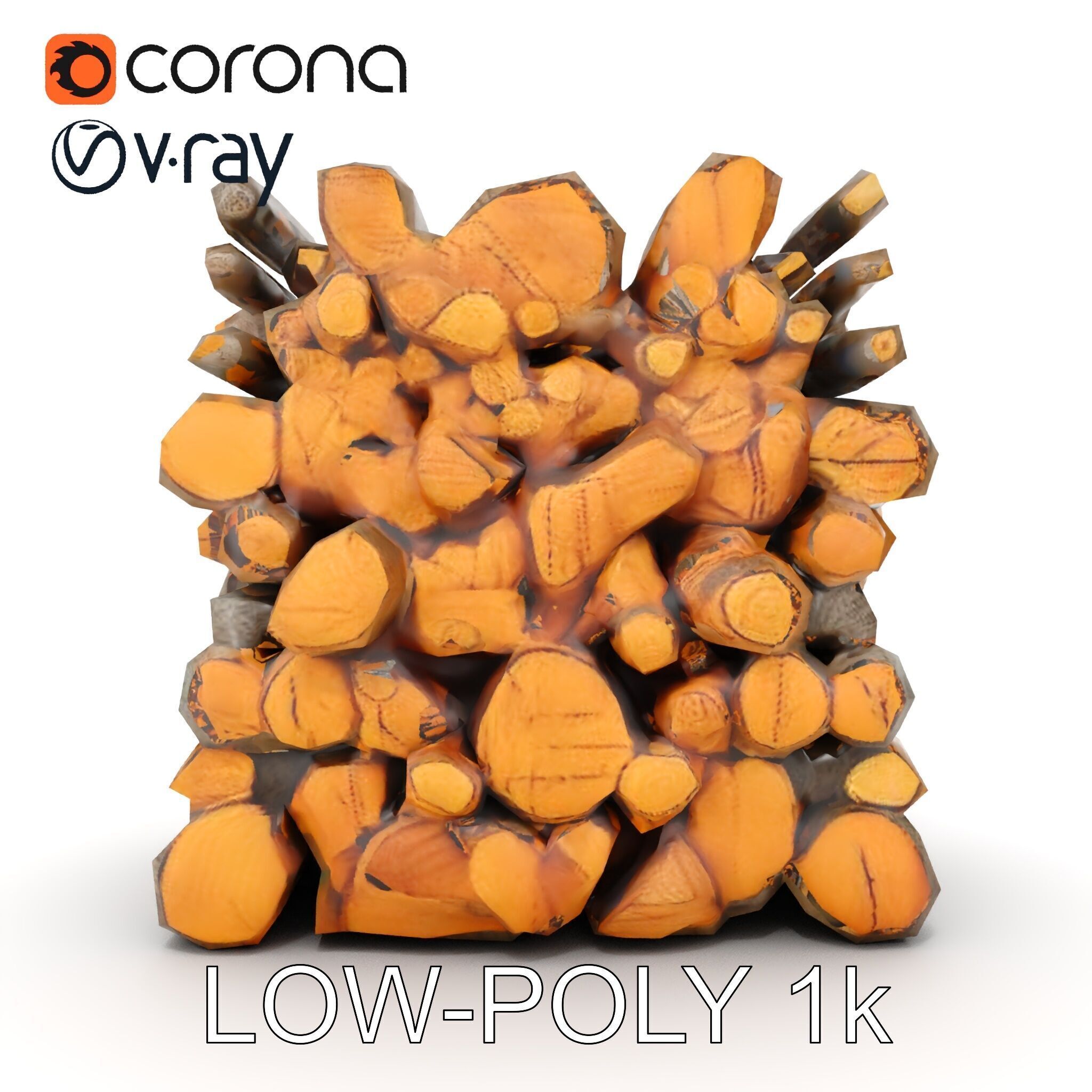 Stacked Wooden Logs Model Pack Low-poly 3D model_25