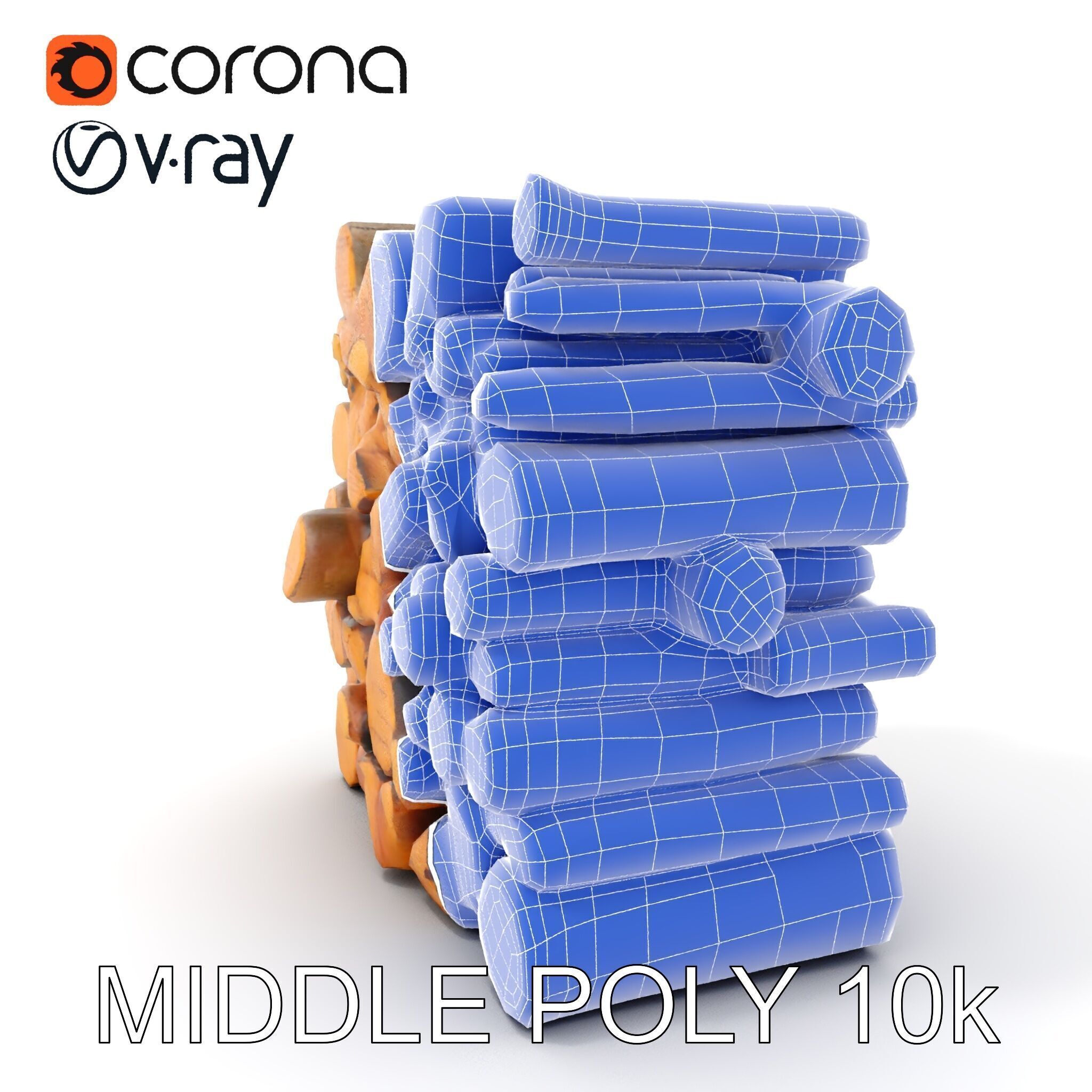 Stacked Wooden Logs Model Pack Low-poly 3D model_24