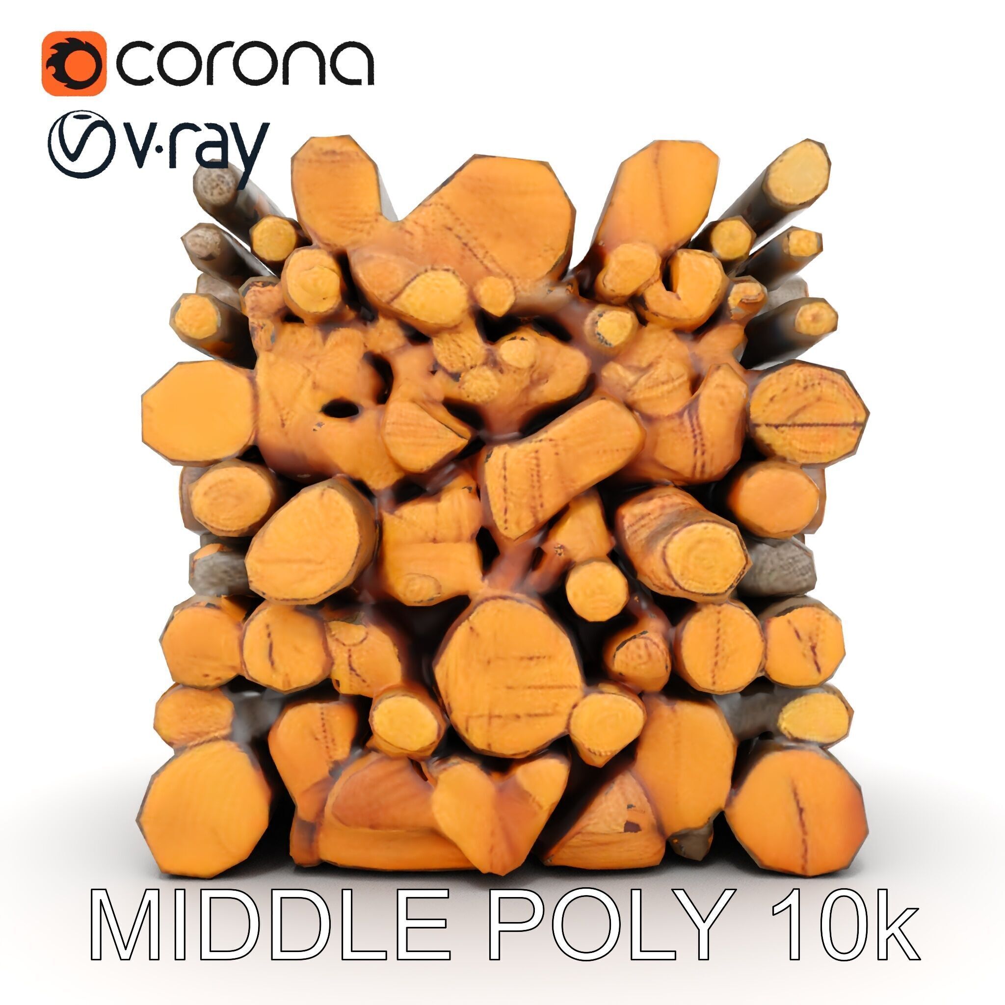 Stacked Wooden Logs Model Pack Low-poly 3D model_11