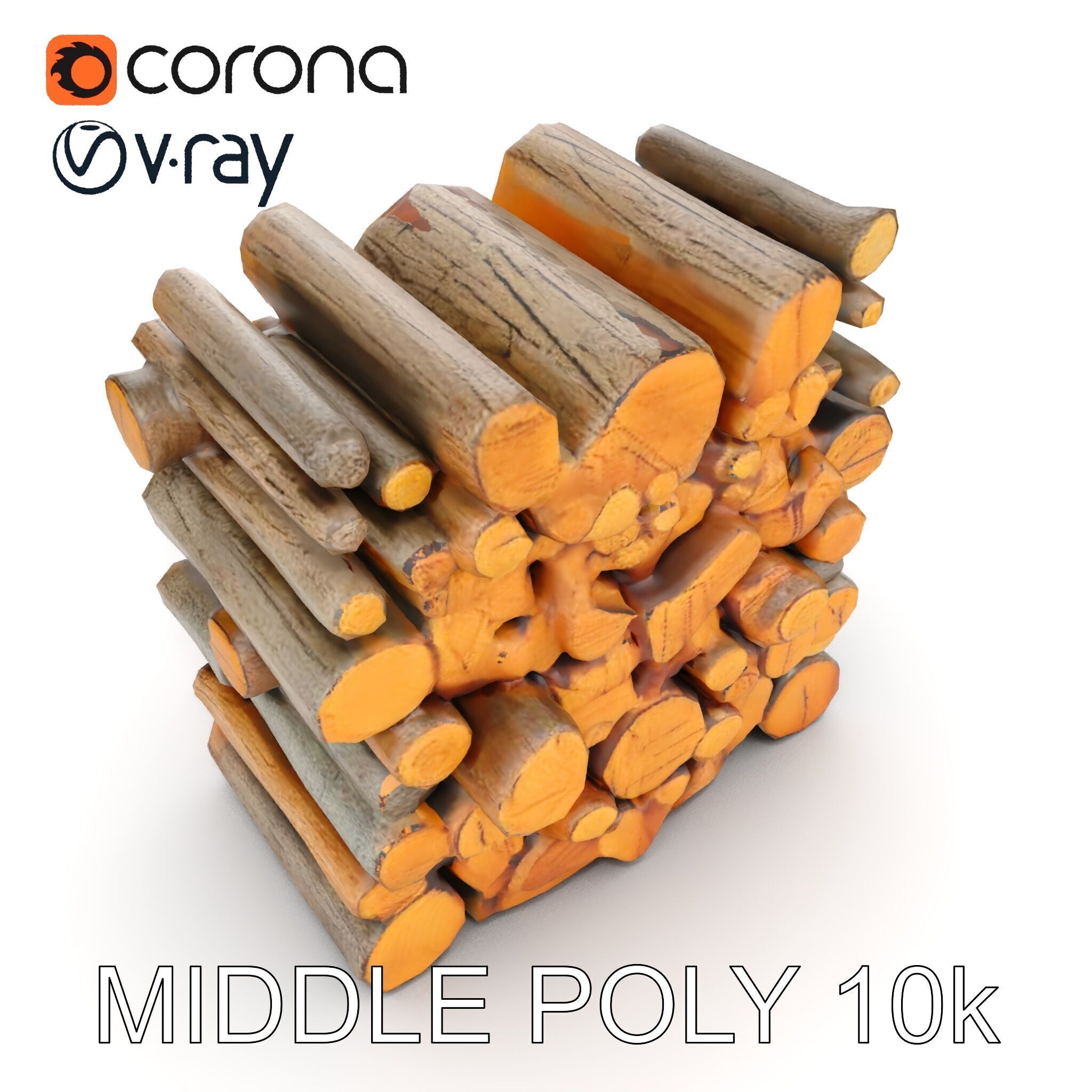 Stacked Wooden Logs Model Pack Low-poly 3D model_8
