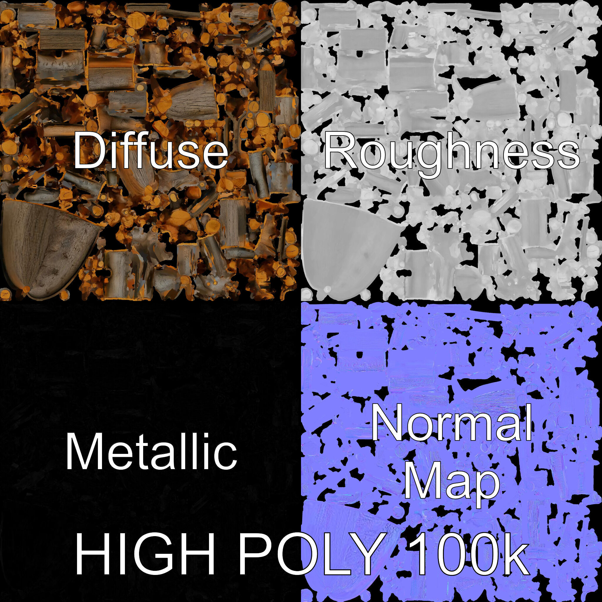 Stacked Wooden Logs Model Pack Low-poly 3D model_3