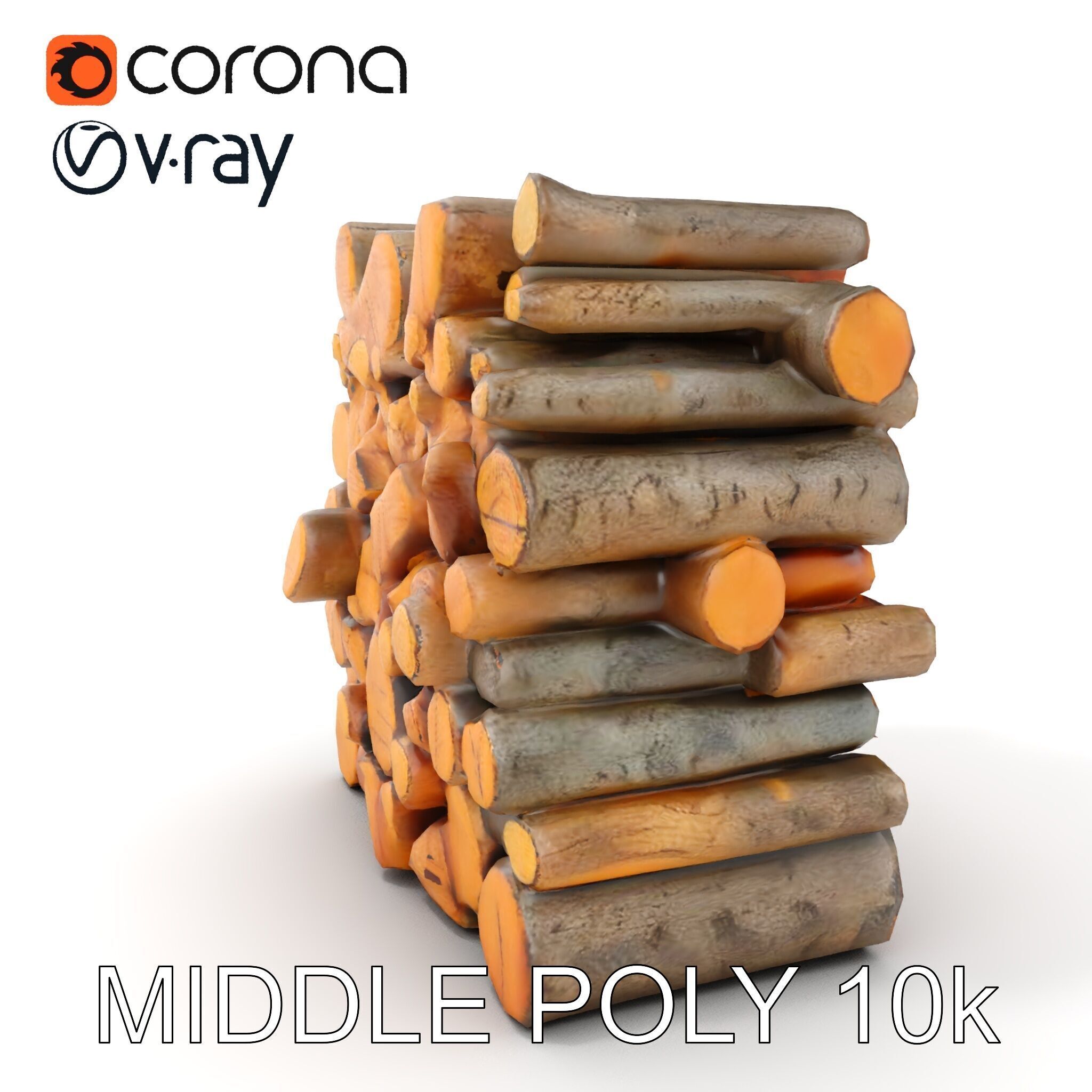 Stacked Wooden Logs Model Pack Low-poly 3D model_6
