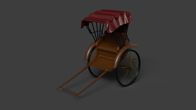 Chinese rickshaw  Low-poly 3D model
