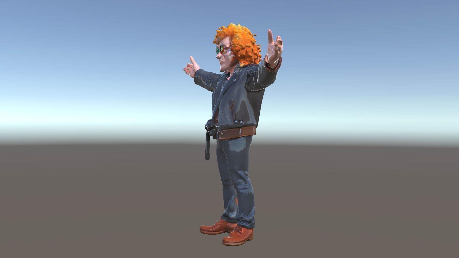 Rockstar D Model Rigged and Animated with Leather Jacket Low-poly 3D model_5