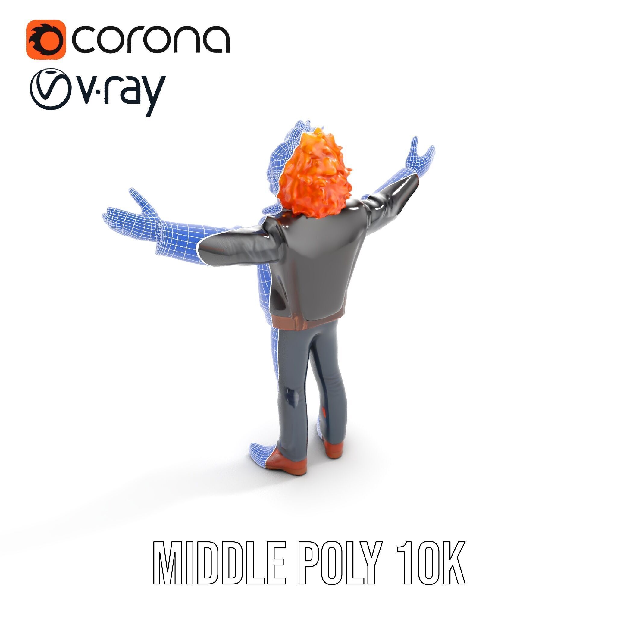 Rockstar D Model Rigged and Animated with Leather Jacket Low-poly 3D model_22