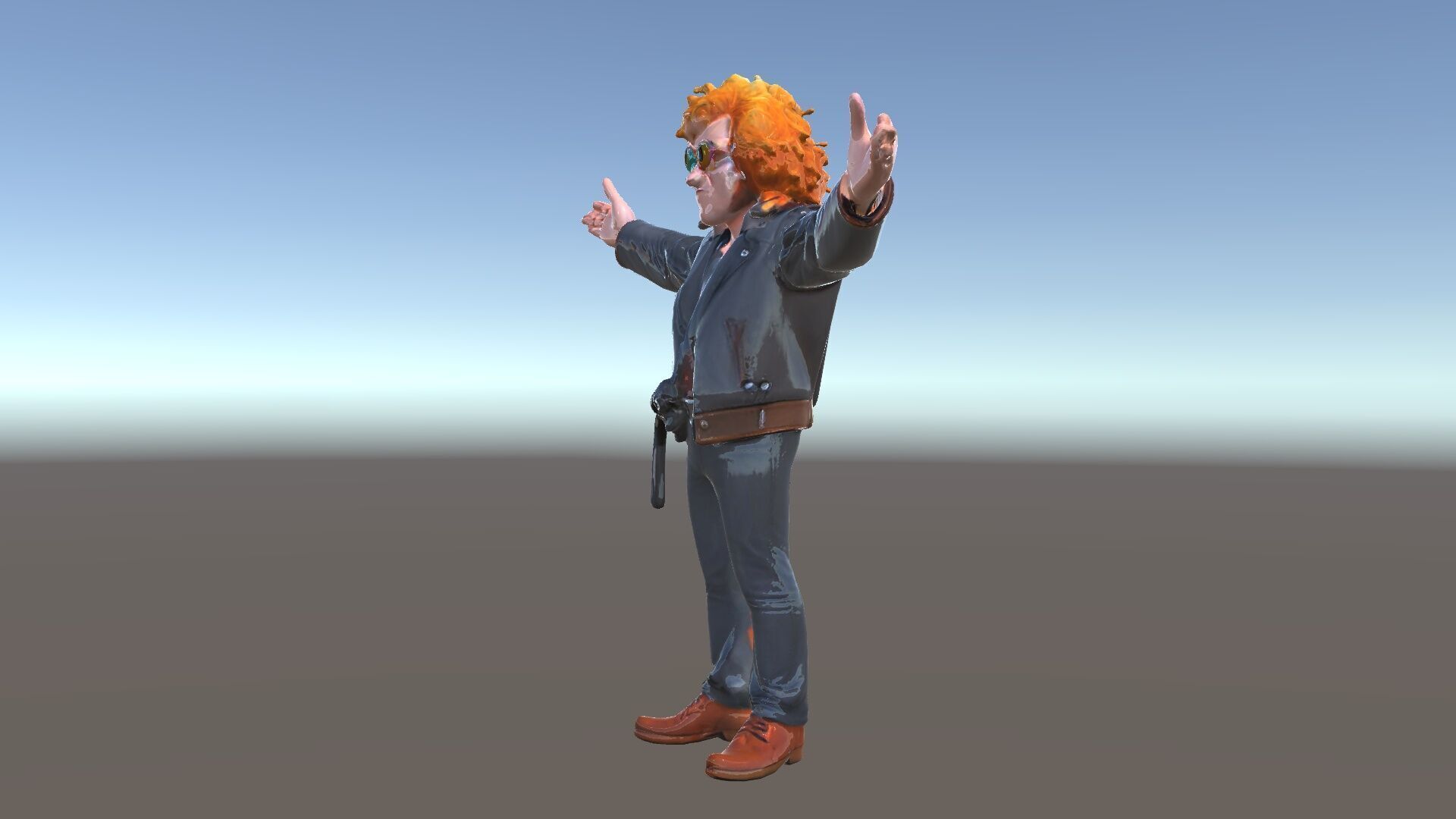 Rockstar D Model Rigged and Animated with Leather Jacket Low-poly 3D model_37