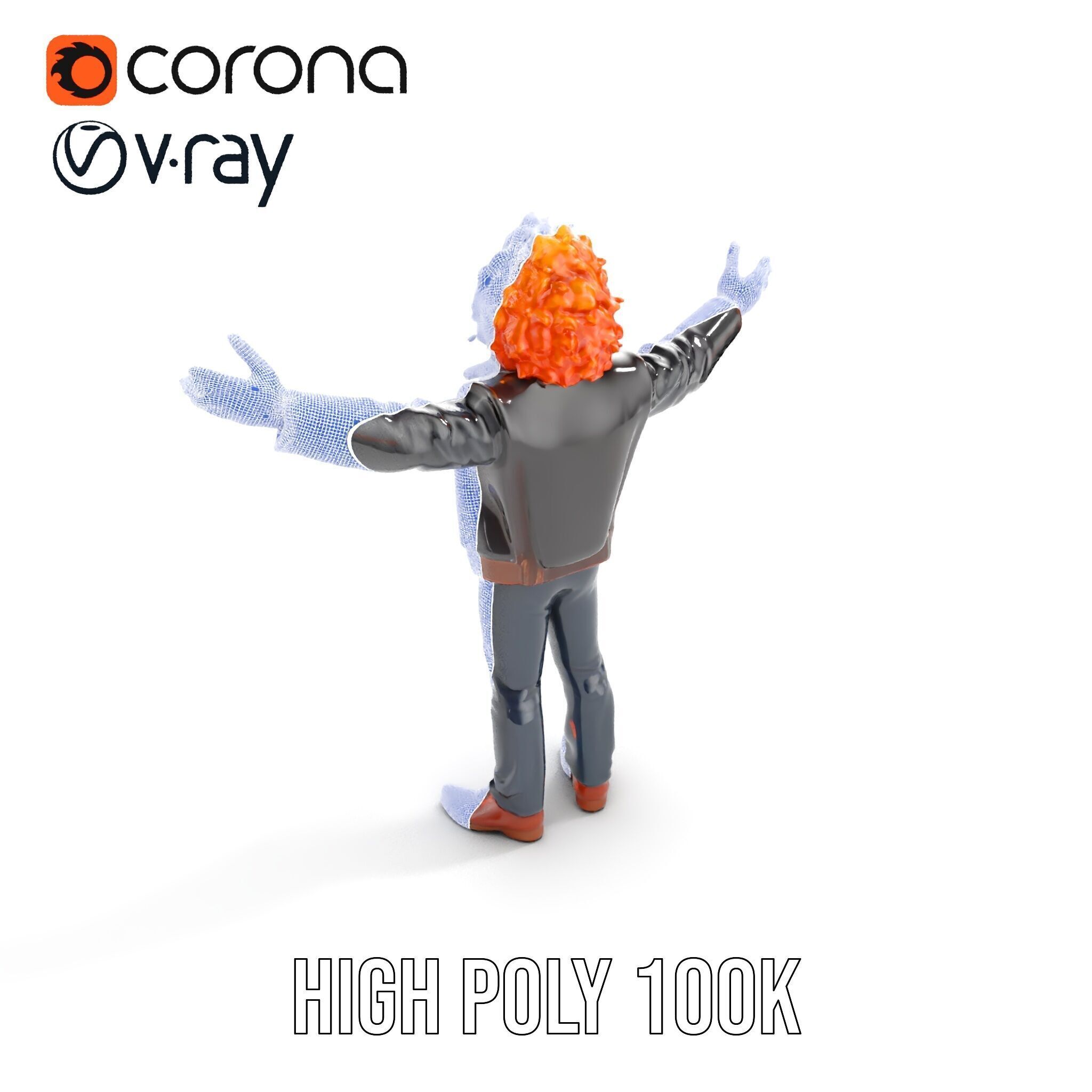 Rockstar D Model Rigged and Animated with Leather Jacket Low-poly 3D model_35