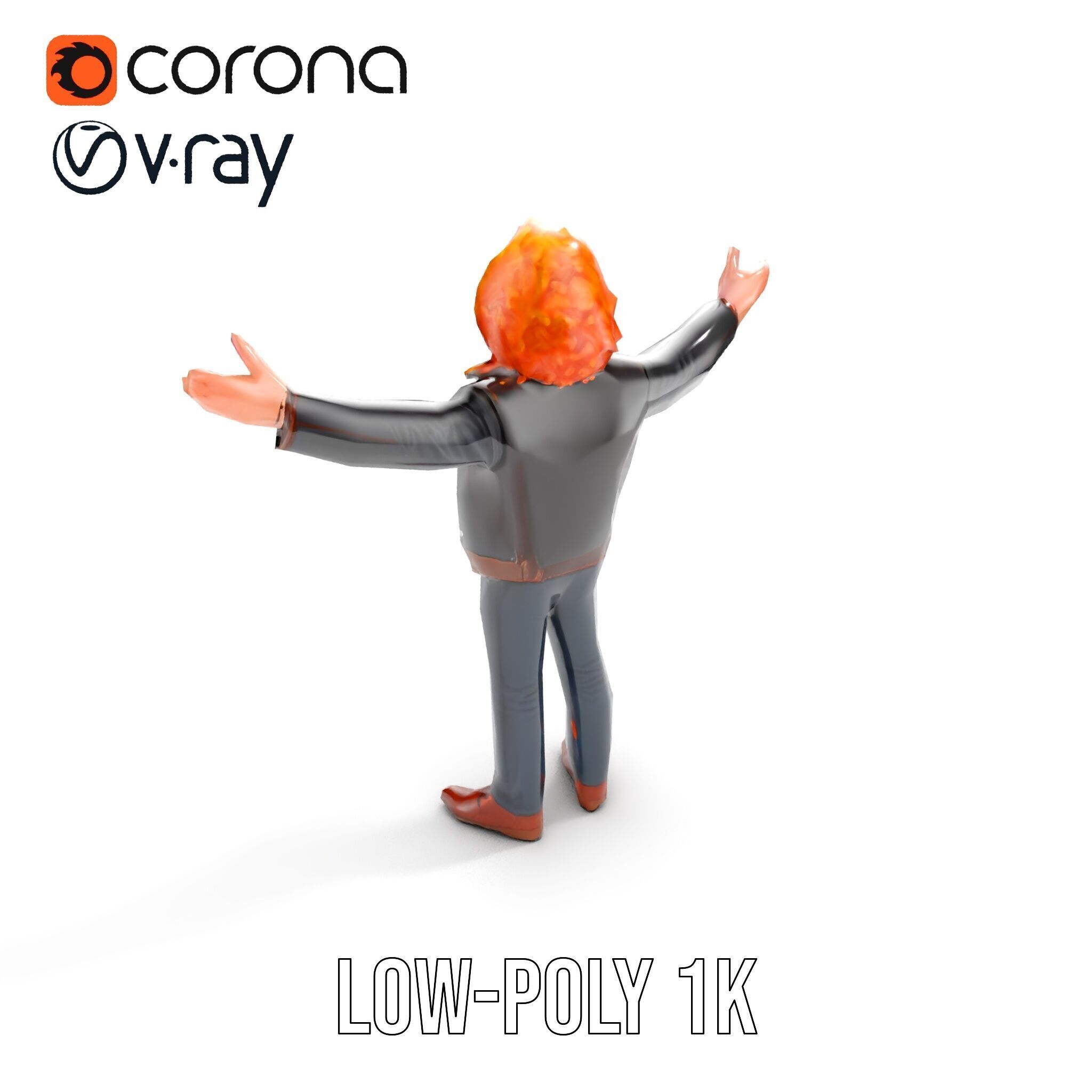 Rockstar D Model Rigged and Animated with Leather Jacket Low-poly 3D model_20