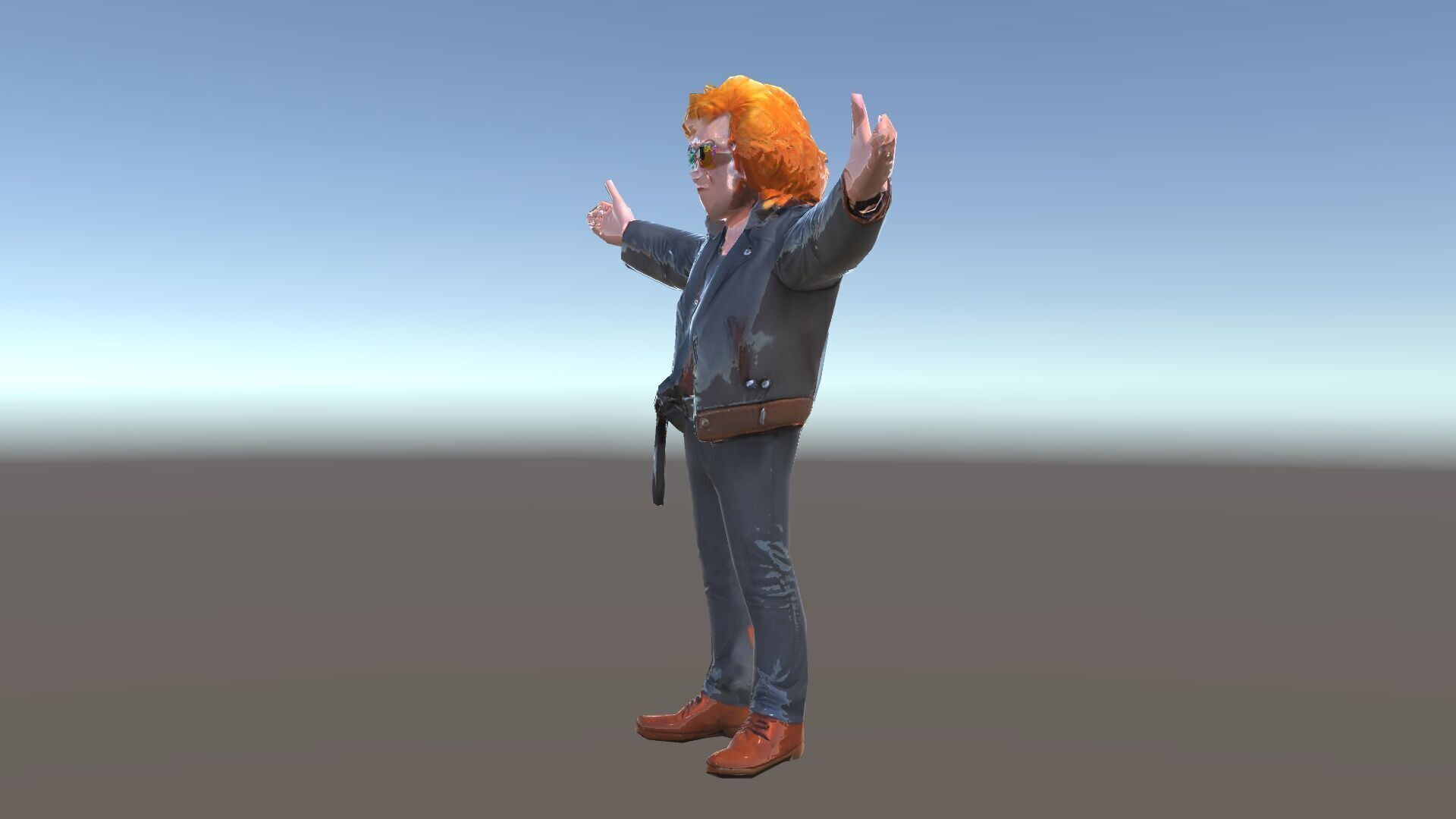 Rockstar D Model Rigged and Animated with Leather Jacket Low-poly 3D model_34