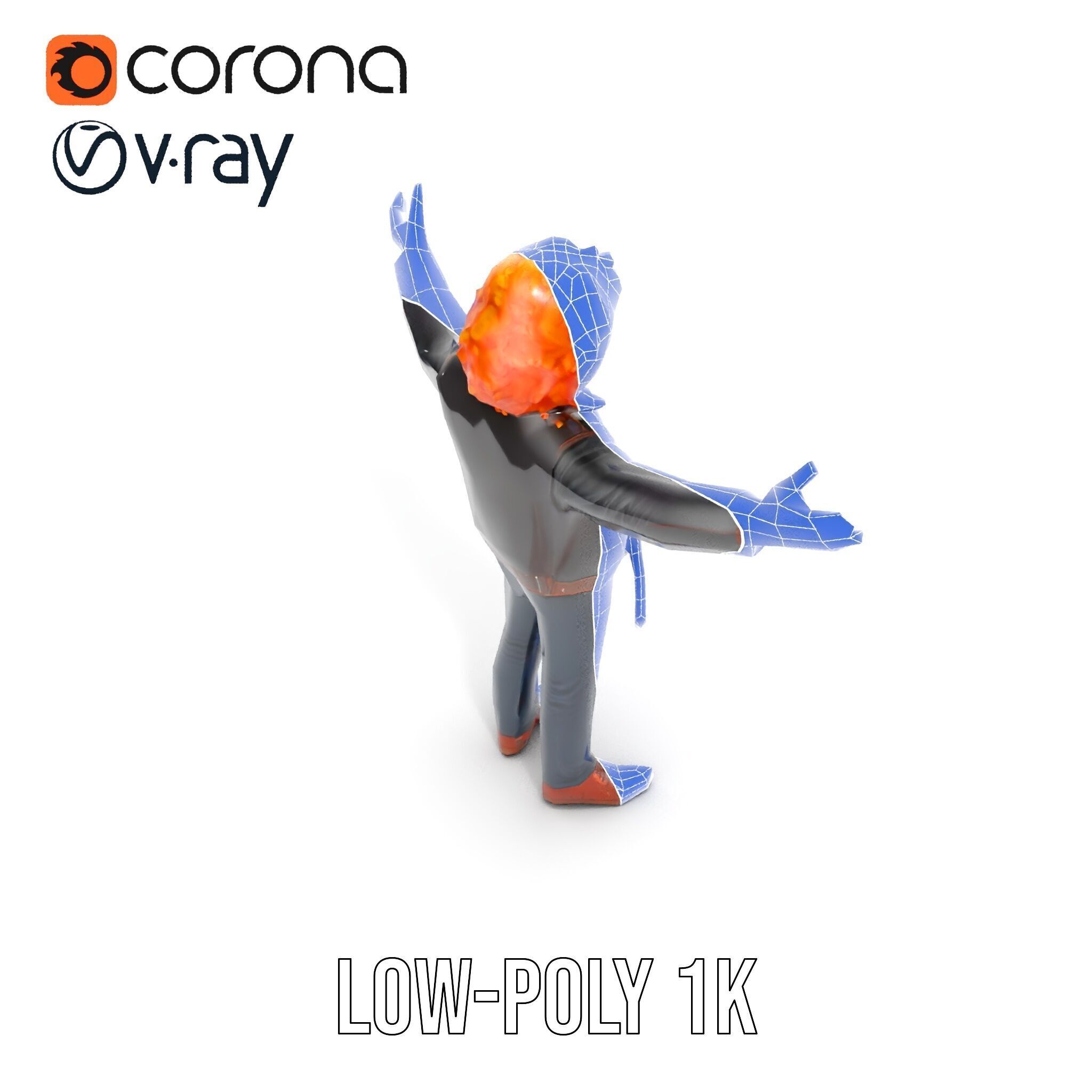 Rockstar D Model Rigged and Animated with Leather Jacket Low-poly 3D model_14