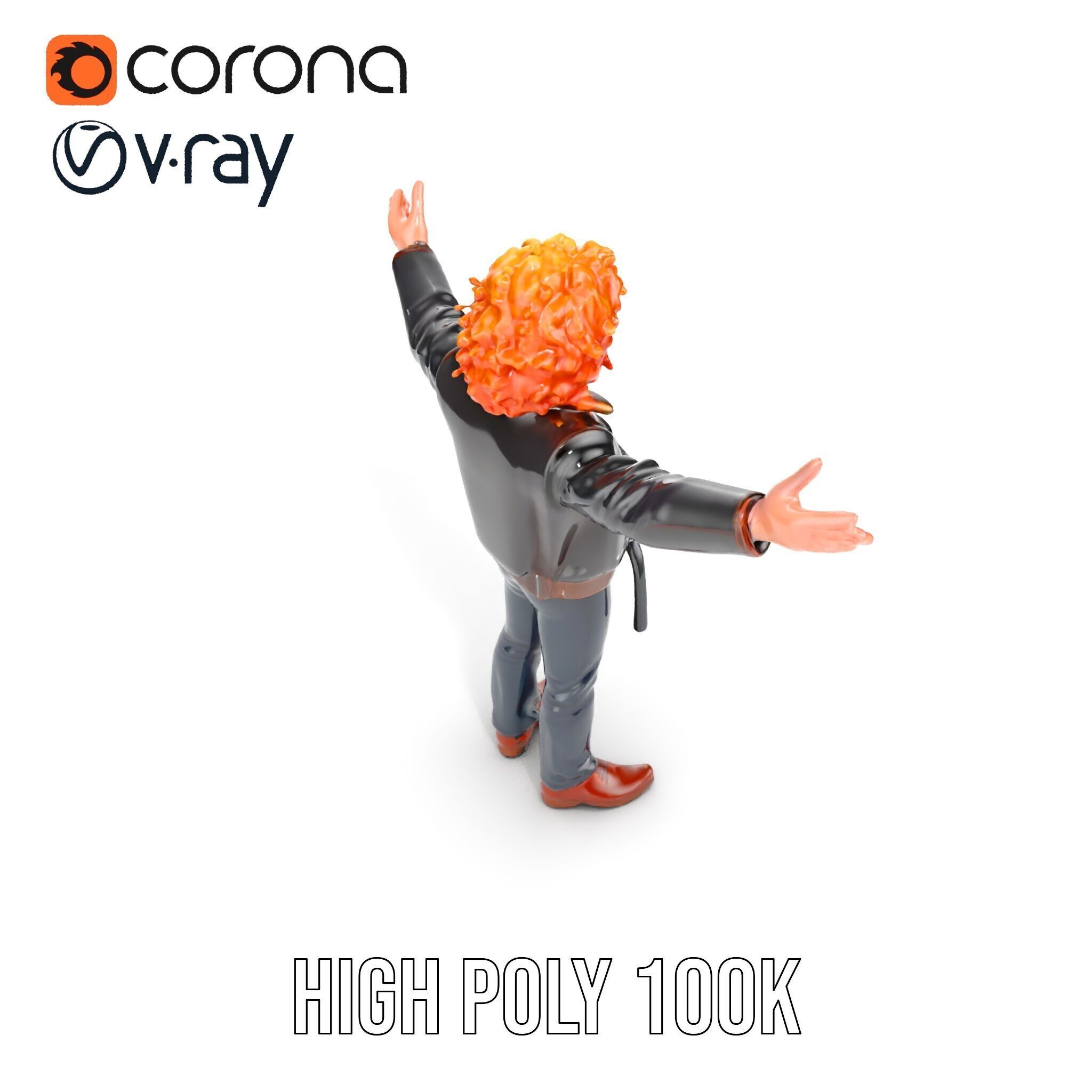 Rockstar D Model Rigged and Animated with Leather Jacket Low-poly 3D model_18