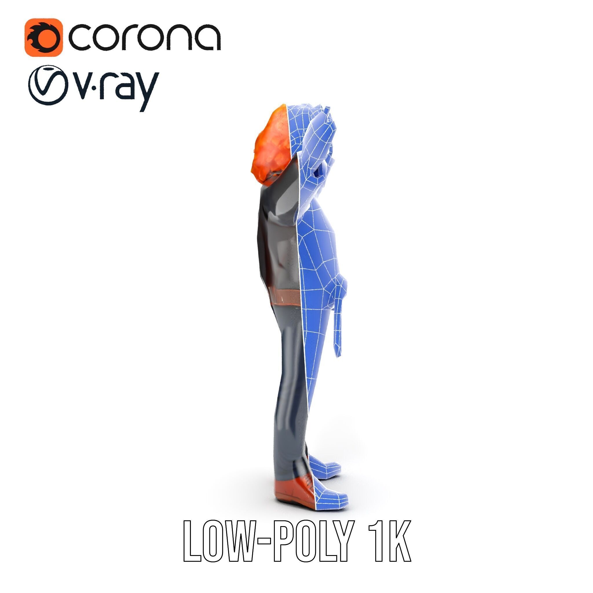 Rockstar D Model Rigged and Animated with Leather Jacket Low-poly 3D model_29