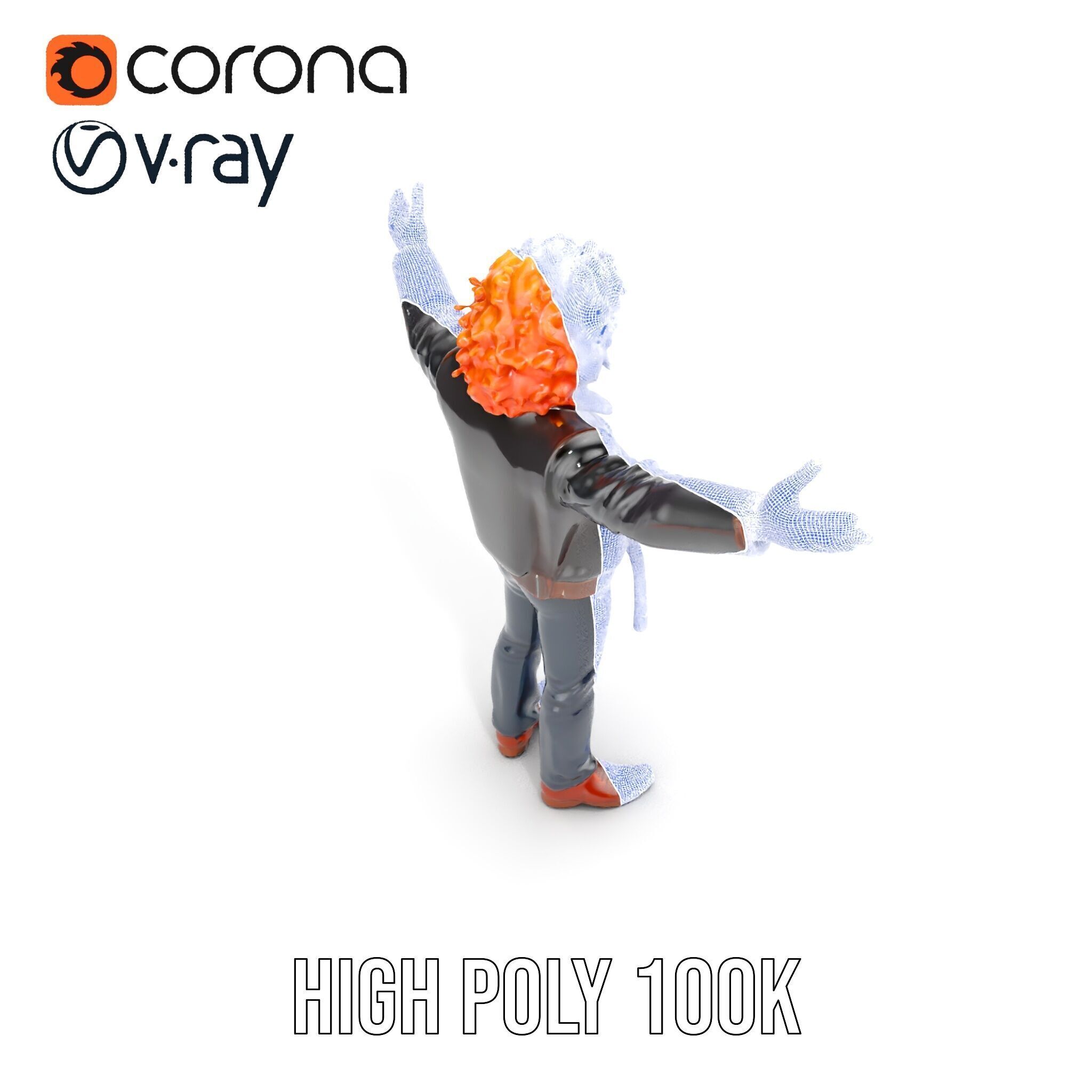 Rockstar D Model Rigged and Animated with Leather Jacket Low-poly 3D model_27