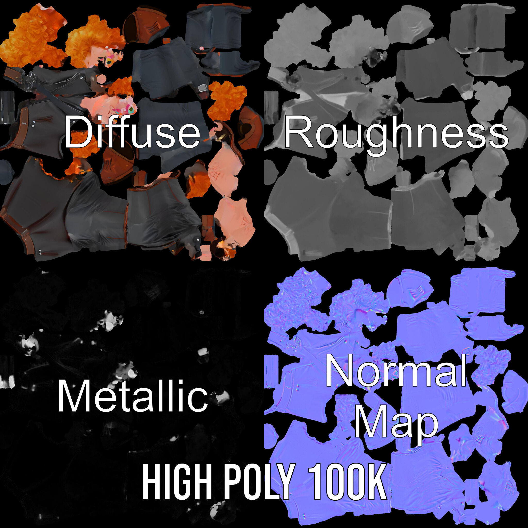 Rockstar D Model Rigged and Animated with Leather Jacket Low-poly 3D model_3