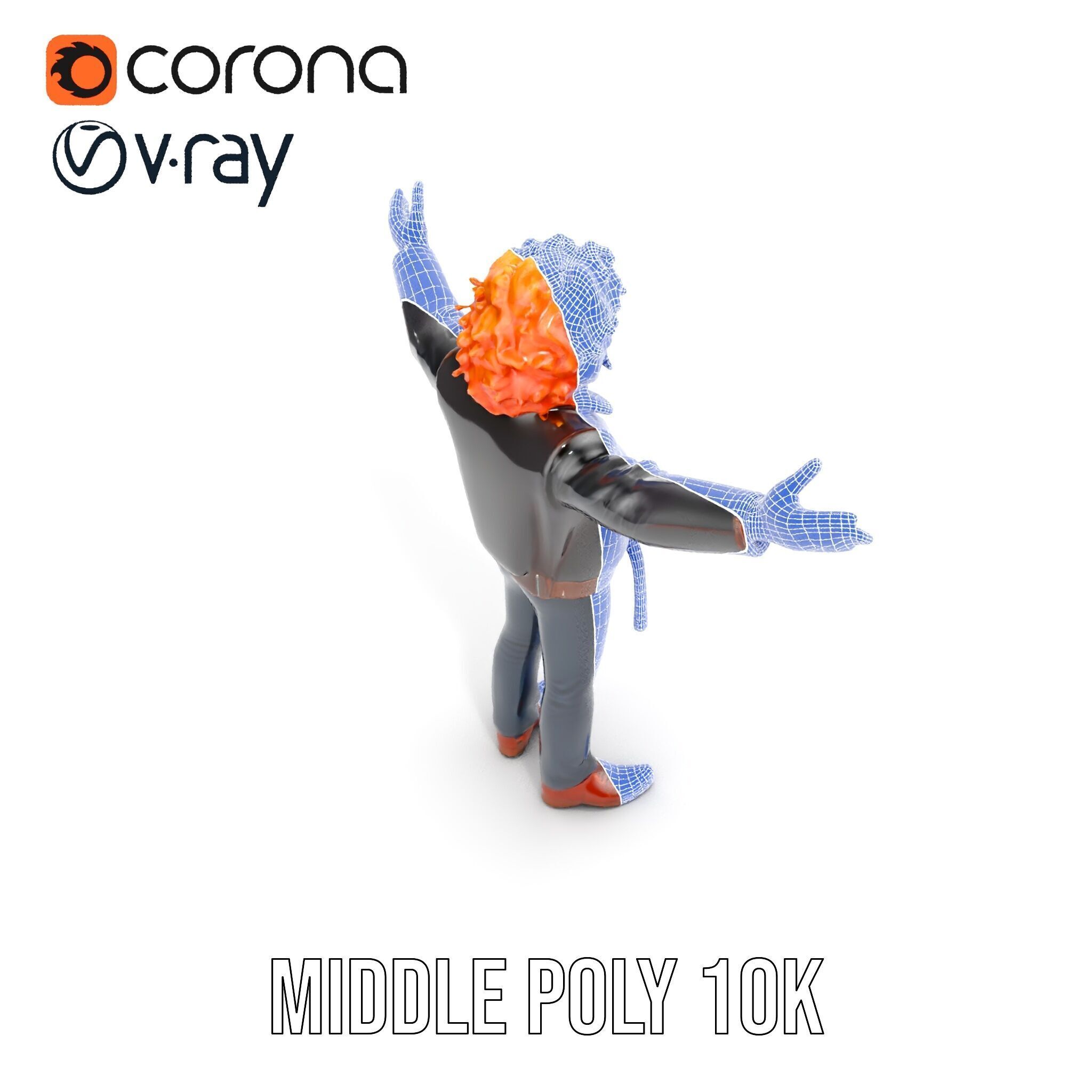 Rockstar D Model Rigged and Animated with Leather Jacket Low-poly 3D model_30