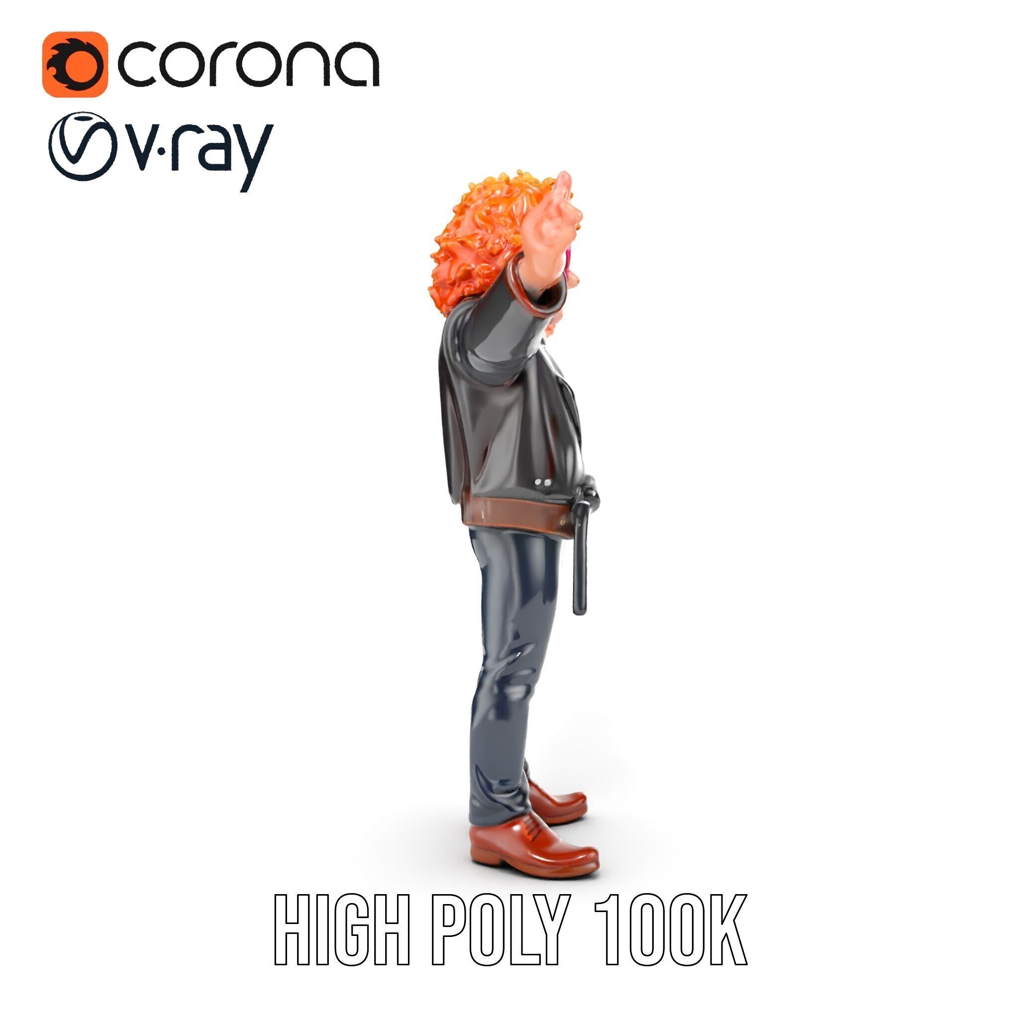 Rockstar D Model Rigged and Animated with Leather Jacket Low-poly 3D model_32