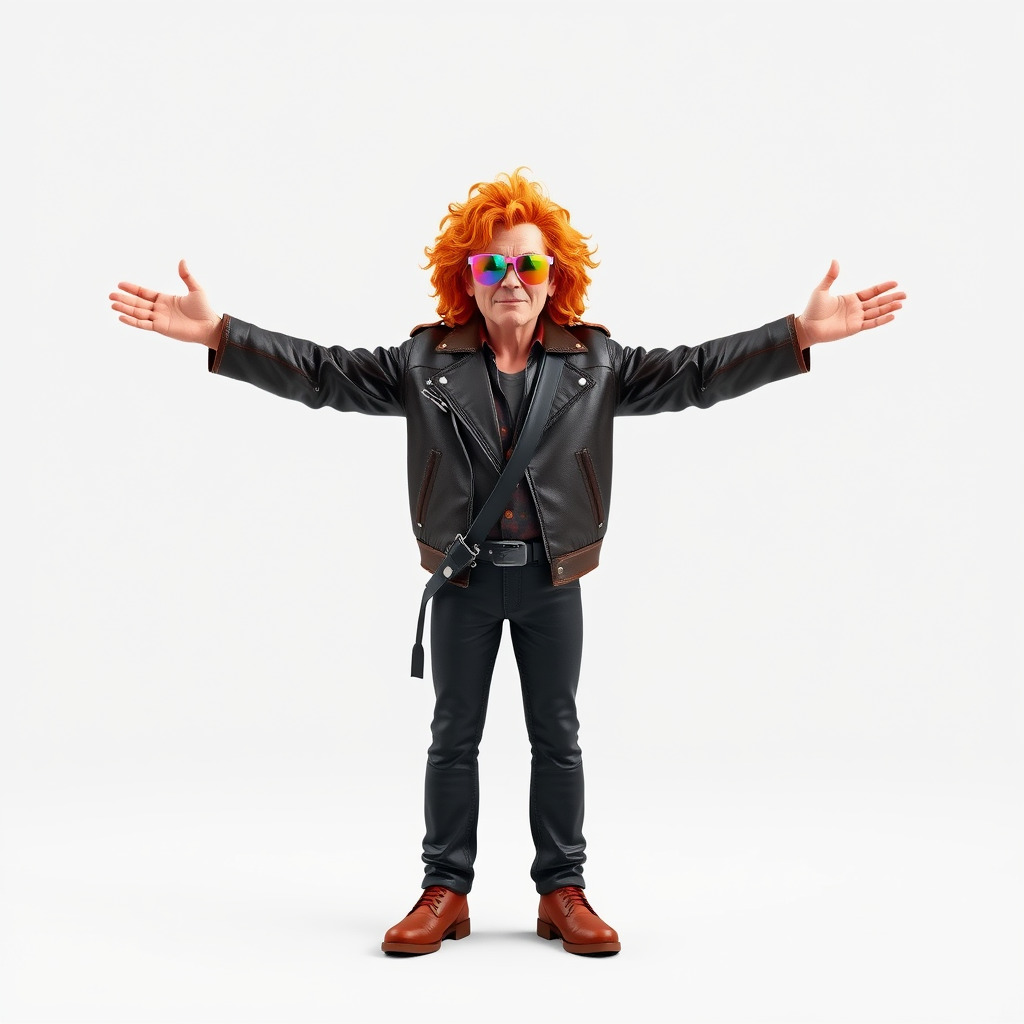 Rockstar D Model Rigged and Animated with Leather Jacket Low-poly 3D model_2