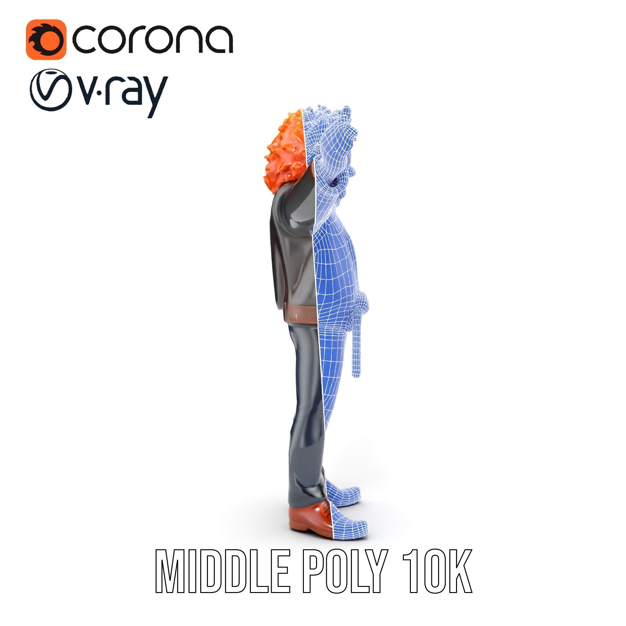 Rockstar D Model Rigged and Animated with Leather Jacket Low-poly 3D model_28