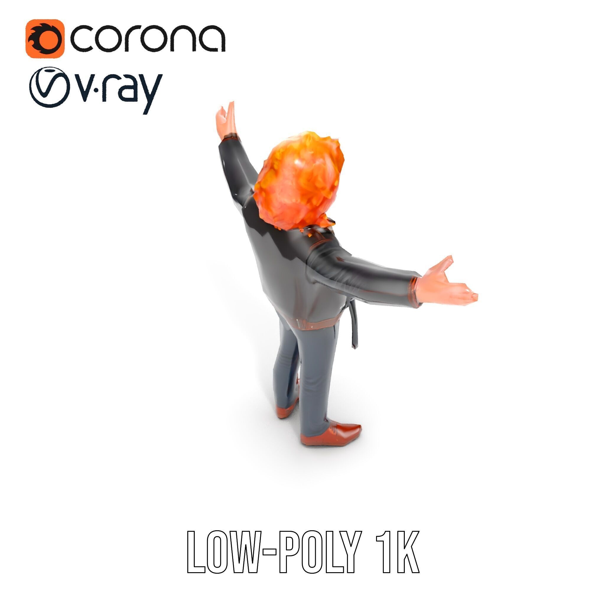 Rockstar D Model Rigged and Animated with Leather Jacket Low-poly 3D model_12