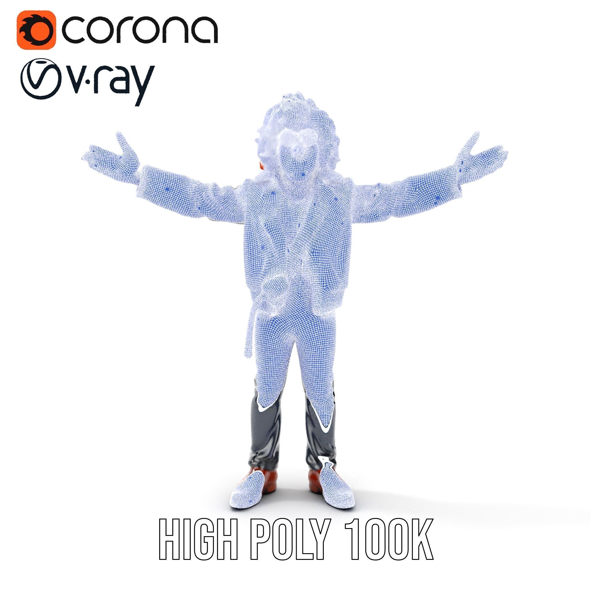 Rockstar D Model Rigged and Animated with Leather Jacket Low-poly 3D model_21