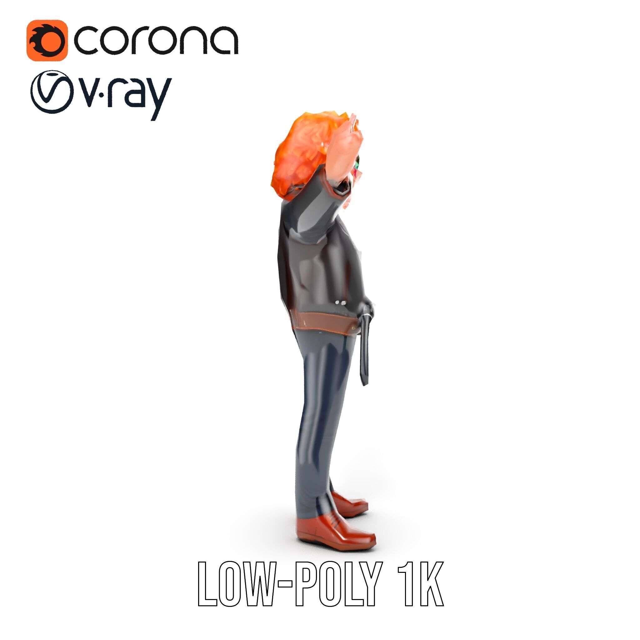 Rockstar D Model Rigged and Animated with Leather Jacket Low-poly 3D model_26