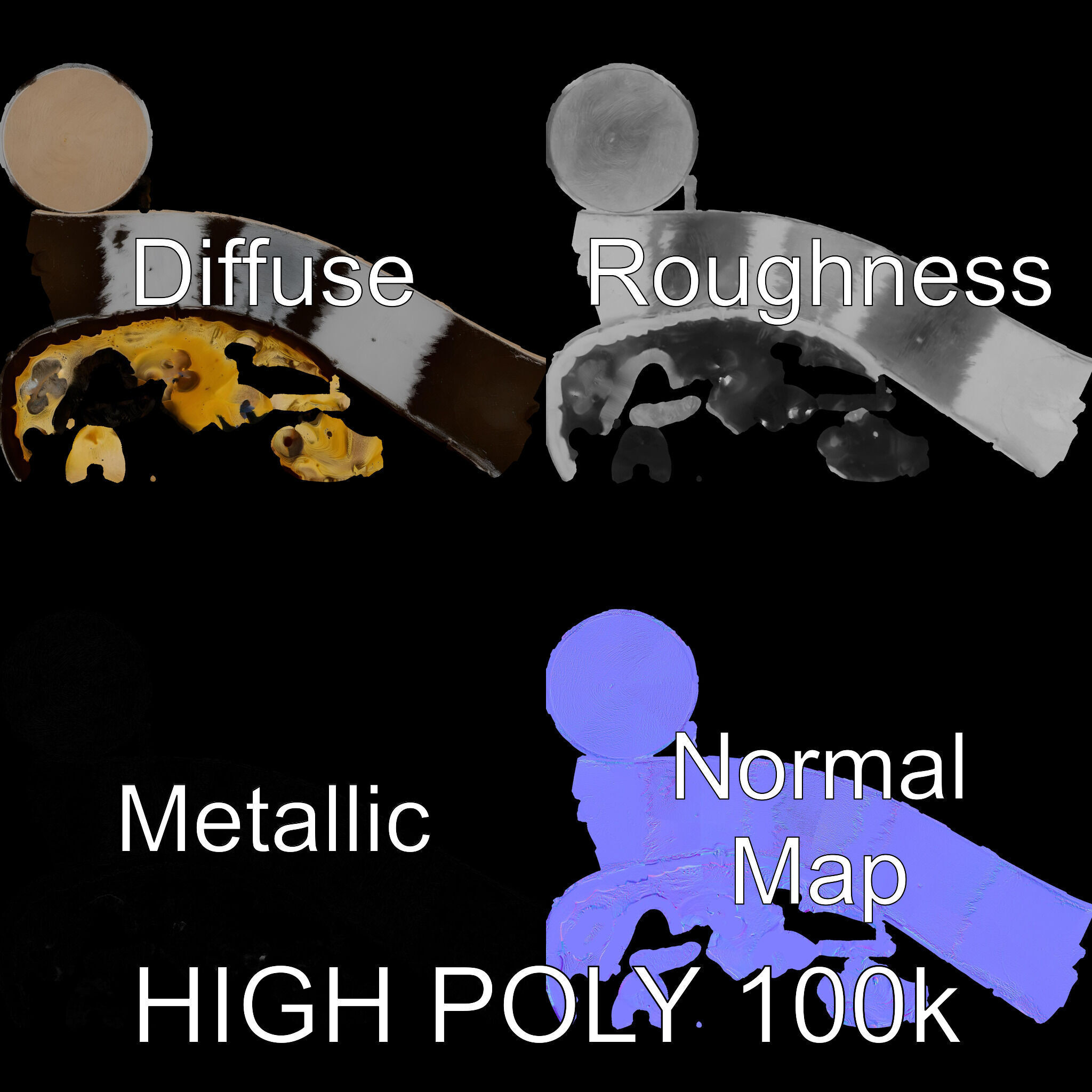 Pipe Crosssection Model Pack with Materials Low-poly 3D model_3