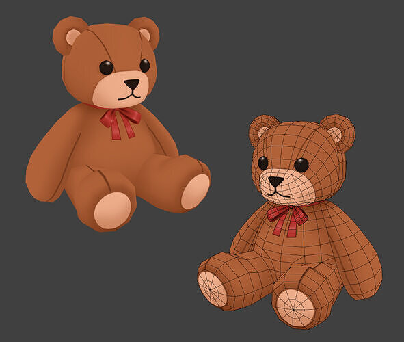 low poly hand painted teddy bear Free low-poly 3D model