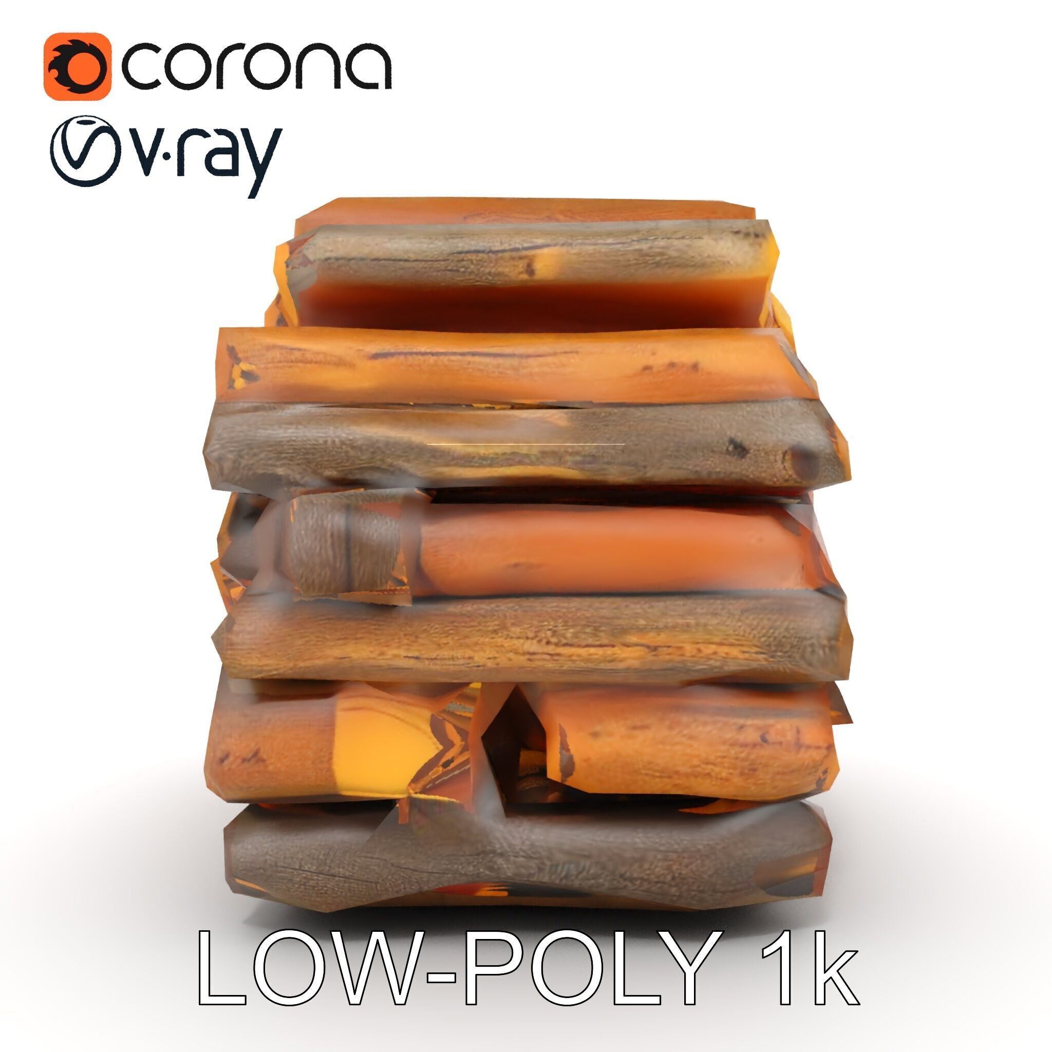 Stacked Firewood Model Pack  Realistic Wood Pile Low-poly 3D model_12