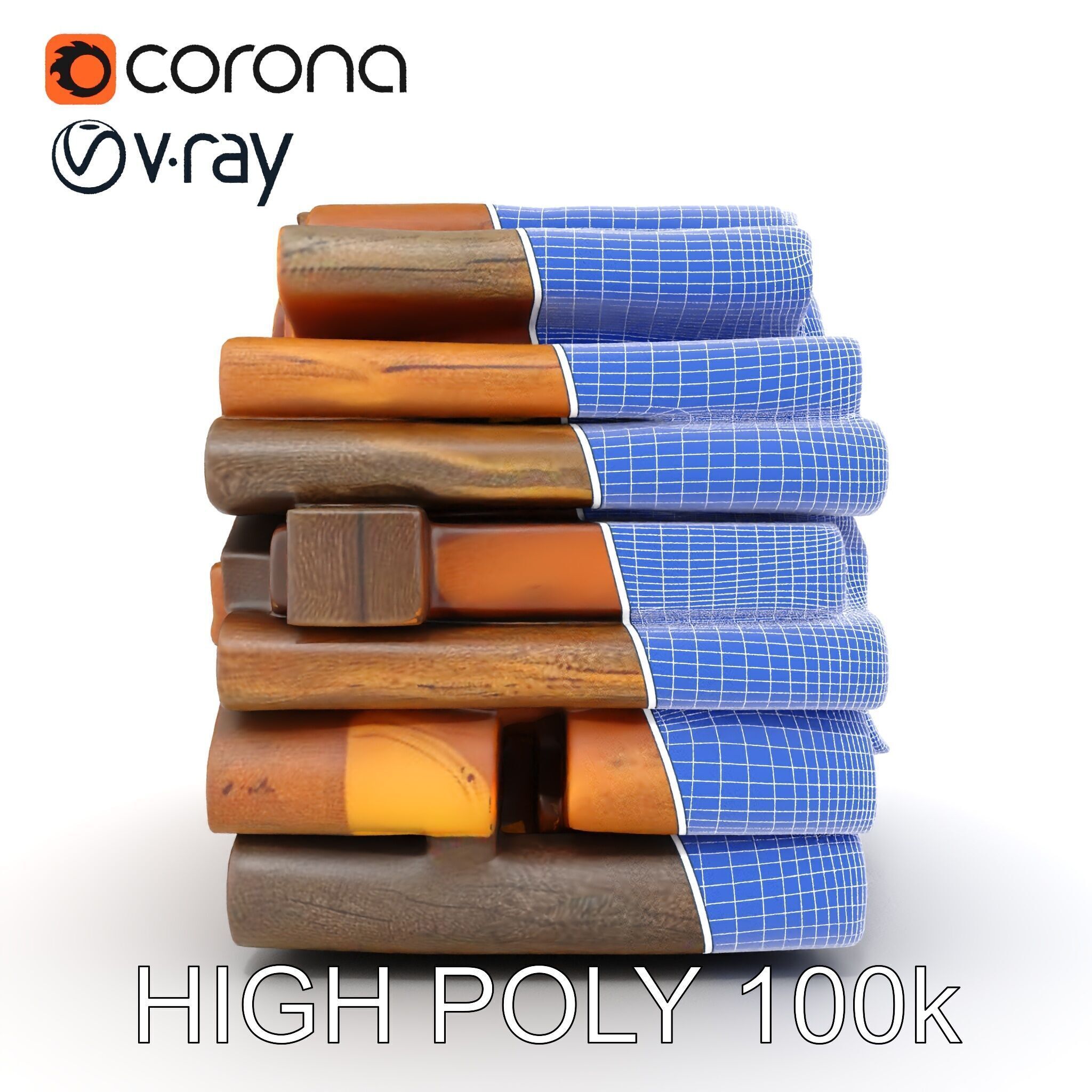 Stacked Firewood Model Pack  Realistic Wood Pile Low-poly 3D model_35