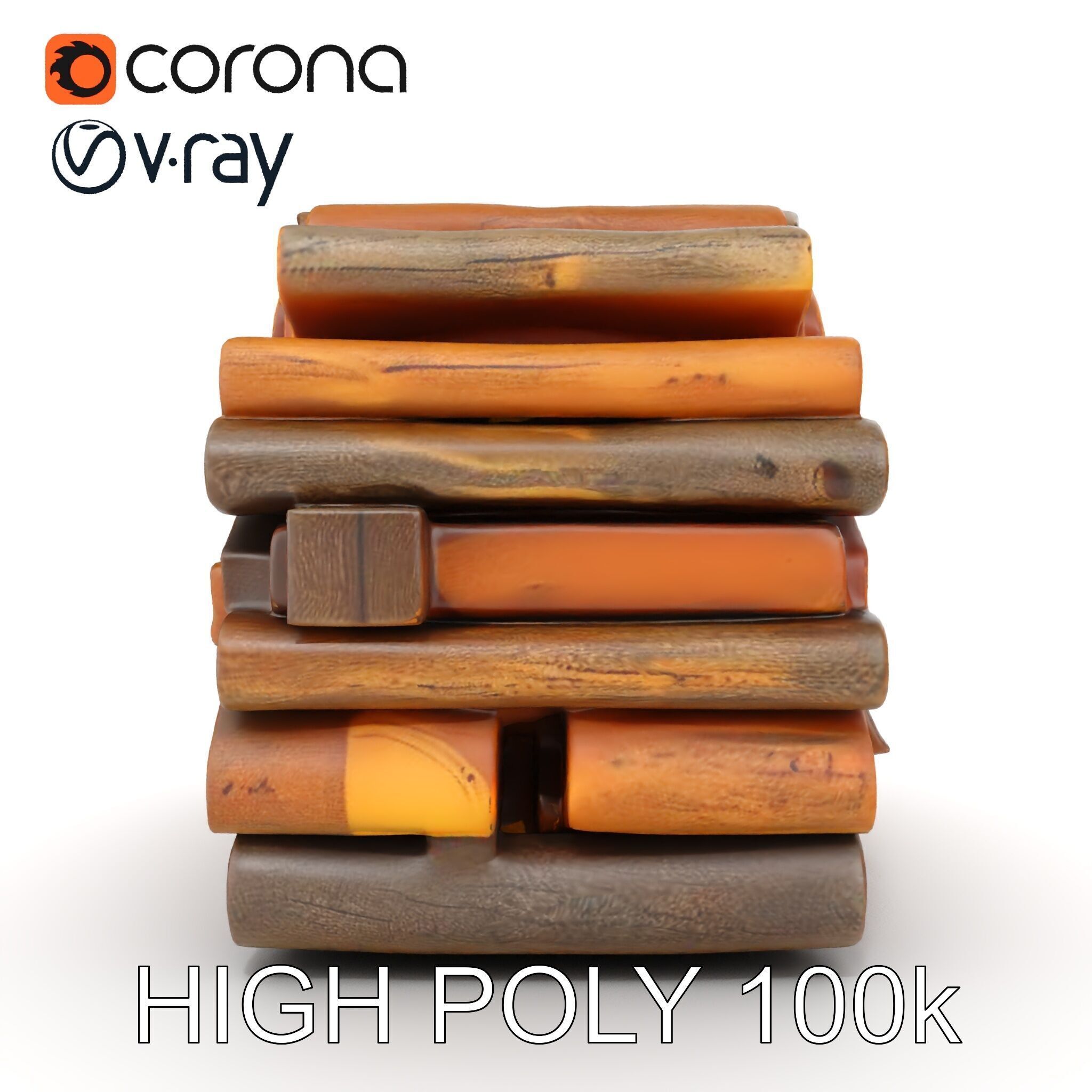 Stacked Firewood Model Pack  Realistic Wood Pile Low-poly 3D model_24