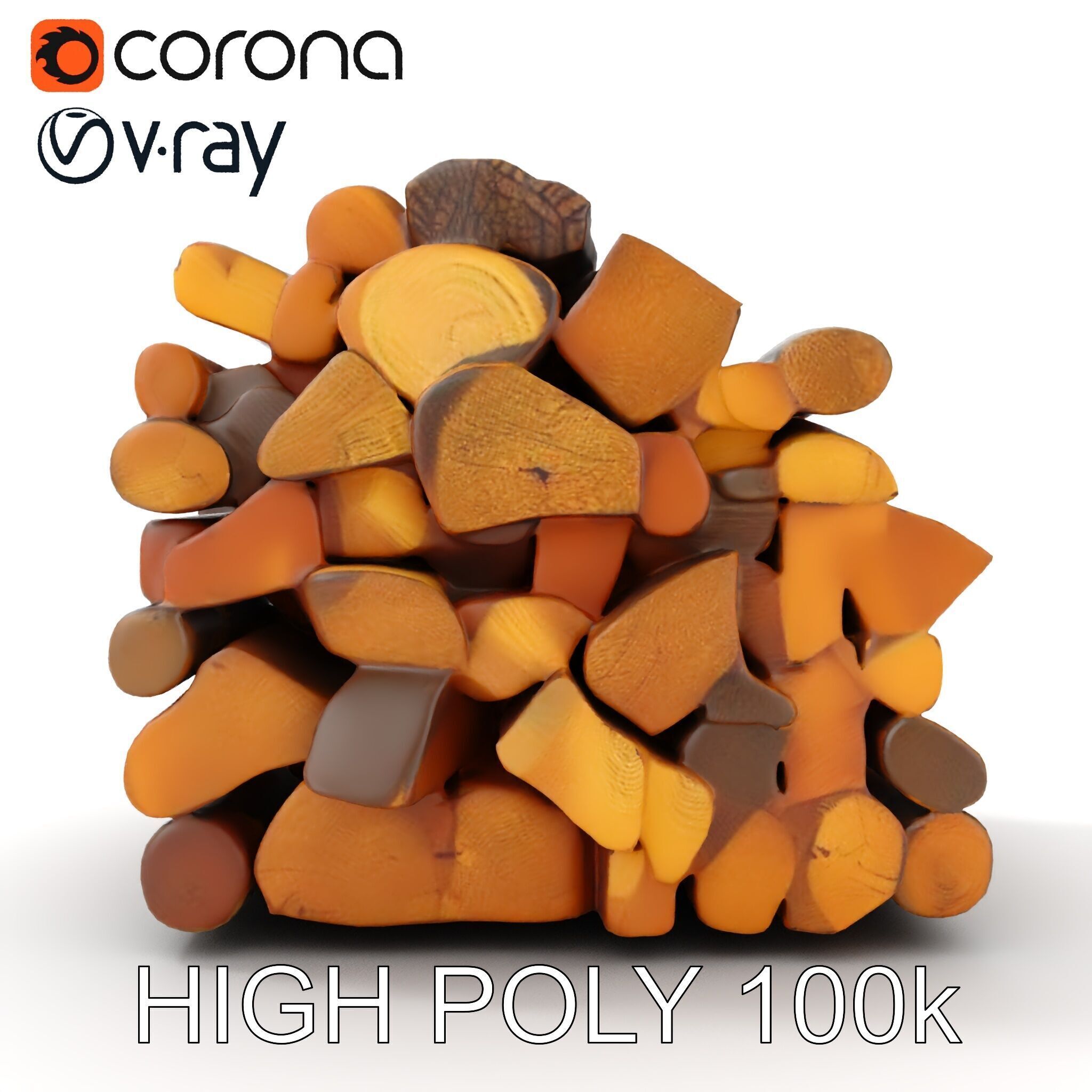 Stacked Firewood Model Pack  Realistic Wood Pile Low-poly 3D model_18