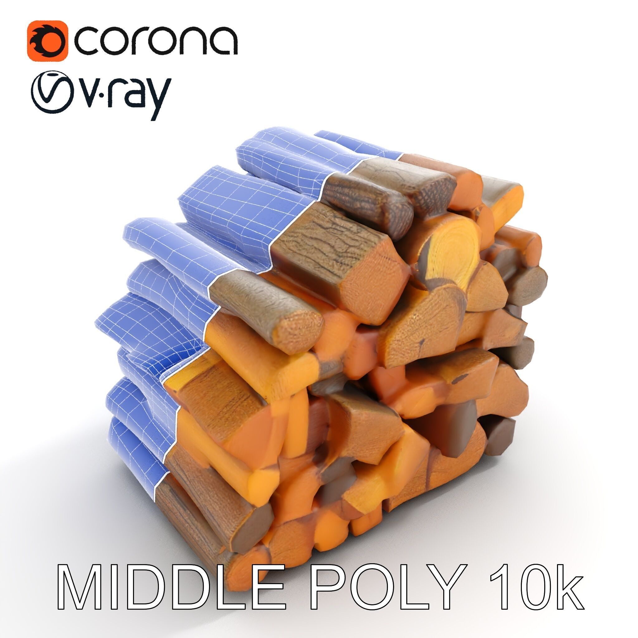 Stacked Firewood Model Pack  Realistic Wood Pile Low-poly 3D model_22