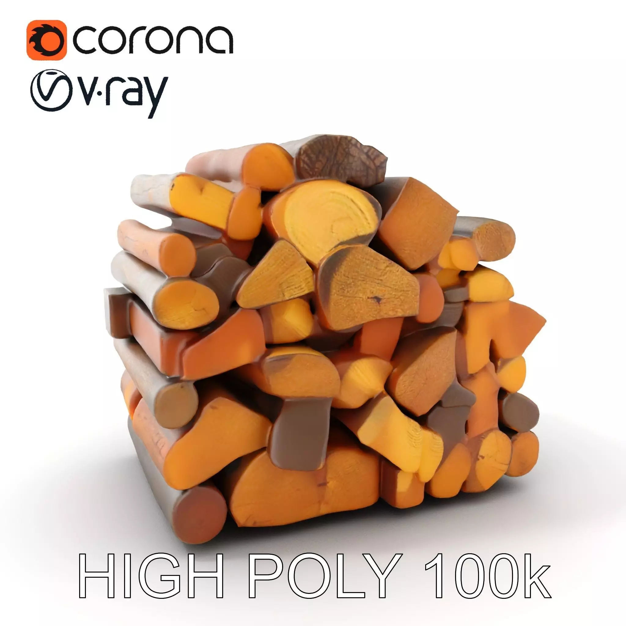 Stacked Firewood Model Pack  Realistic Wood Pile Low-poly 3D model_0