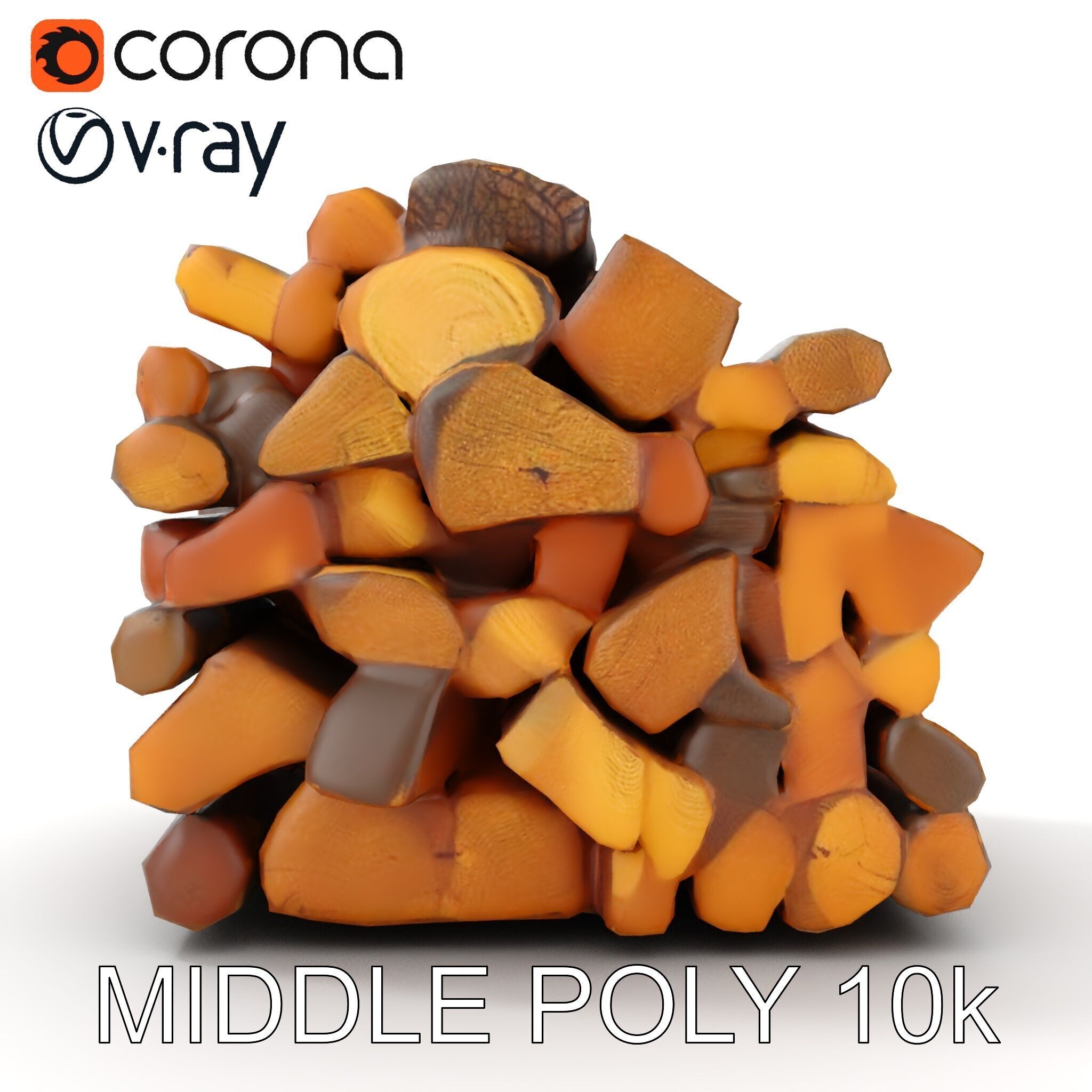 Stacked Firewood Model Pack  Realistic Wood Pile Low-poly 3D model_8