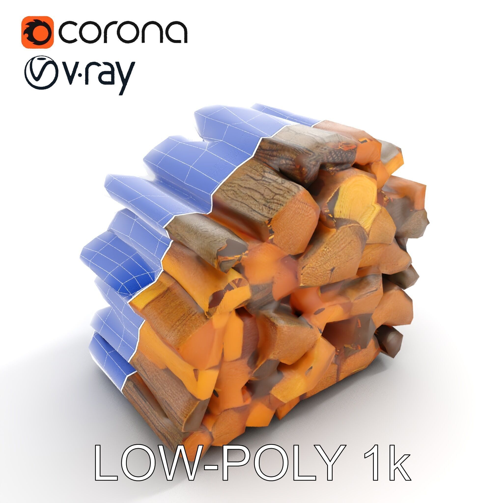 Stacked Firewood Model Pack  Realistic Wood Pile Low-poly 3D model_23