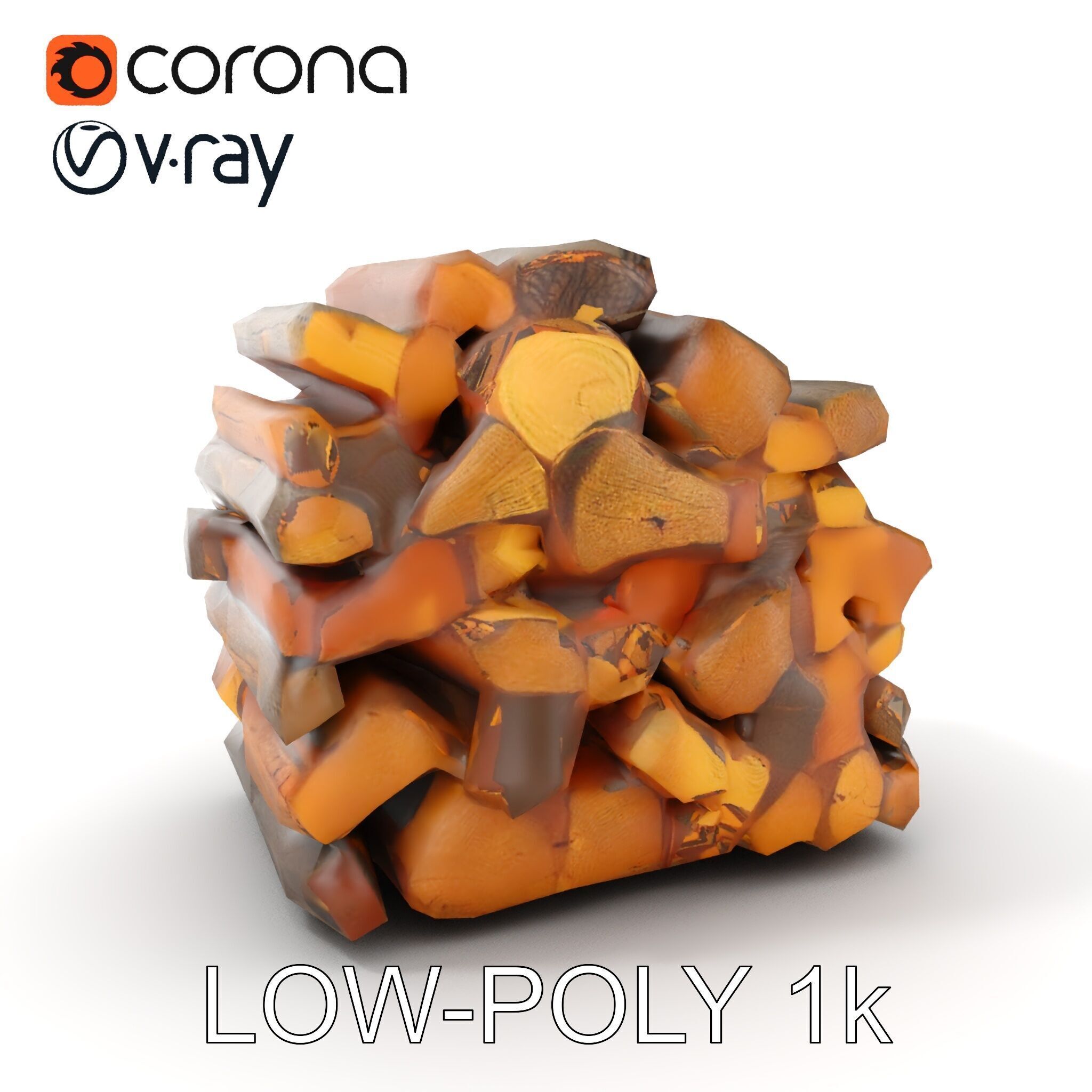 Stacked Firewood Model Pack  Realistic Wood Pile Low-poly 3D model_9