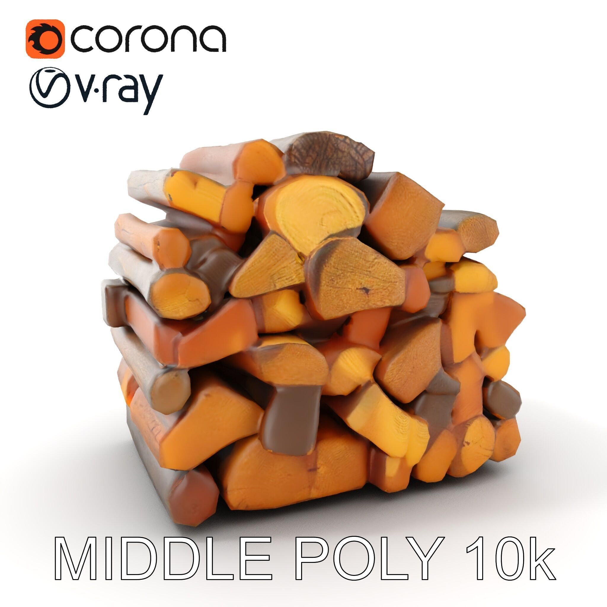 Stacked Firewood Model Pack  Realistic Wood Pile Low-poly 3D model_6