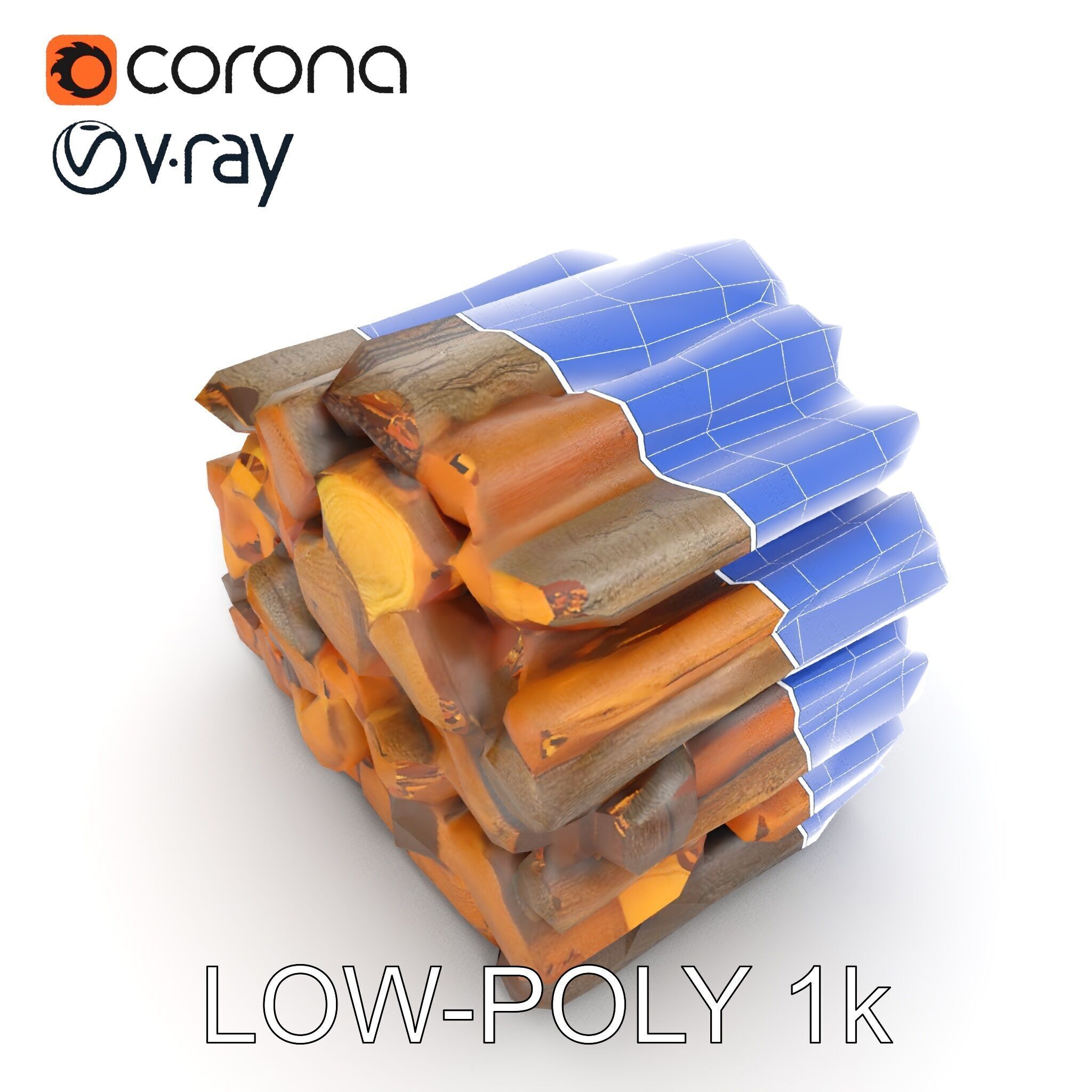 Stacked Firewood Model Pack  Realistic Wood Pile Low-poly 3D model_26