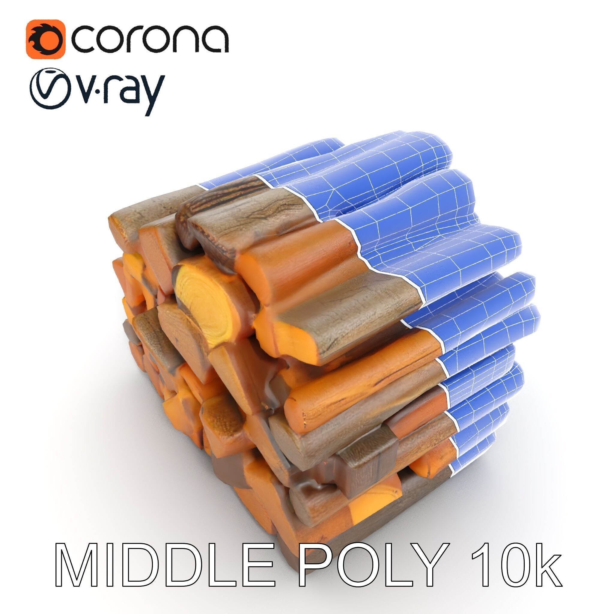 Stacked Firewood Model Pack  Realistic Wood Pile Low-poly 3D model_25