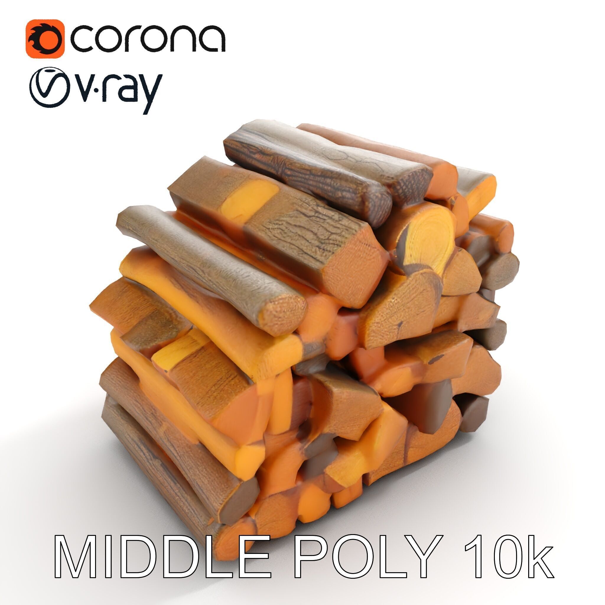 Stacked Firewood Model Pack  Realistic Wood Pile Low-poly 3D model_14