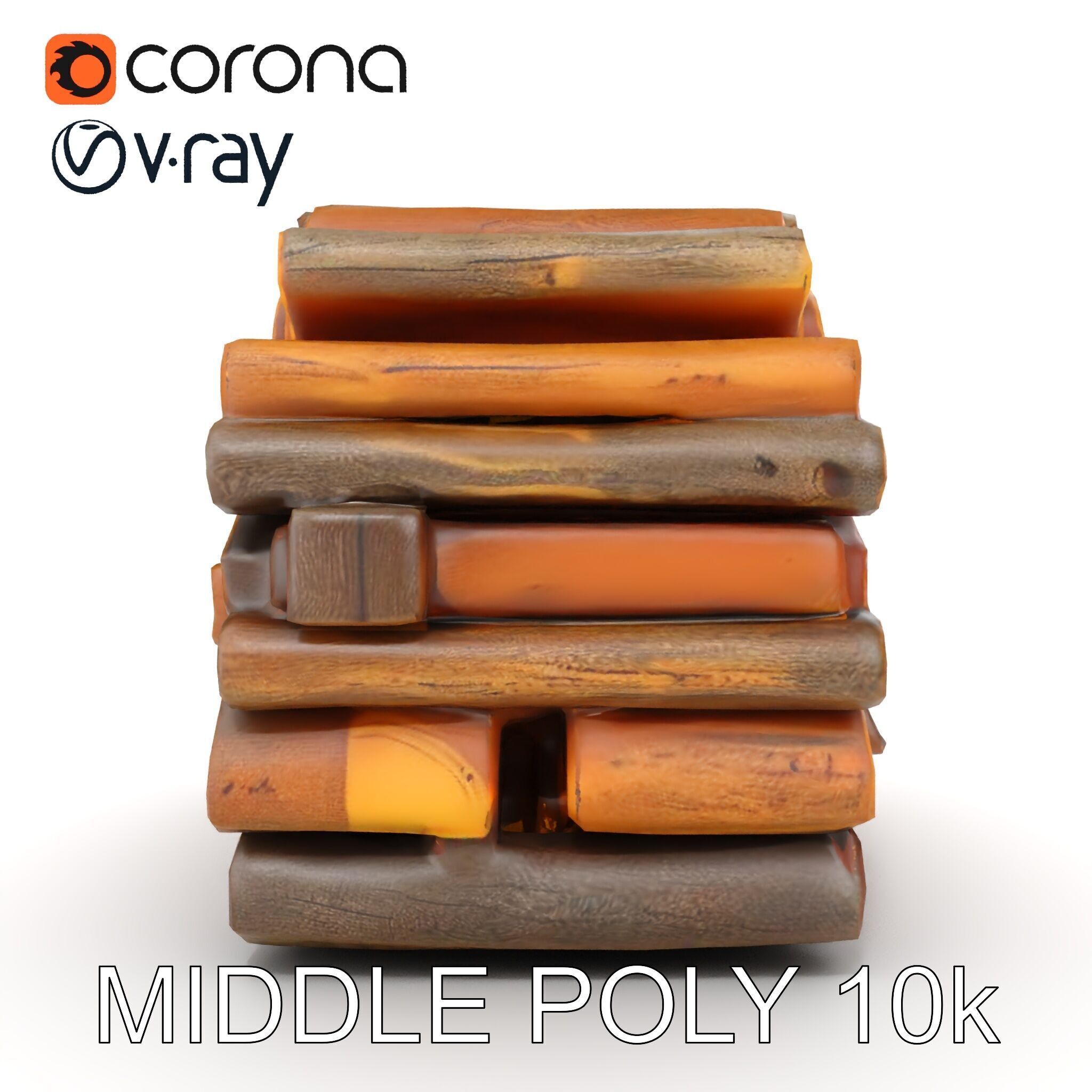 Stacked Firewood Model Pack  Realistic Wood Pile Low-poly 3D model_11