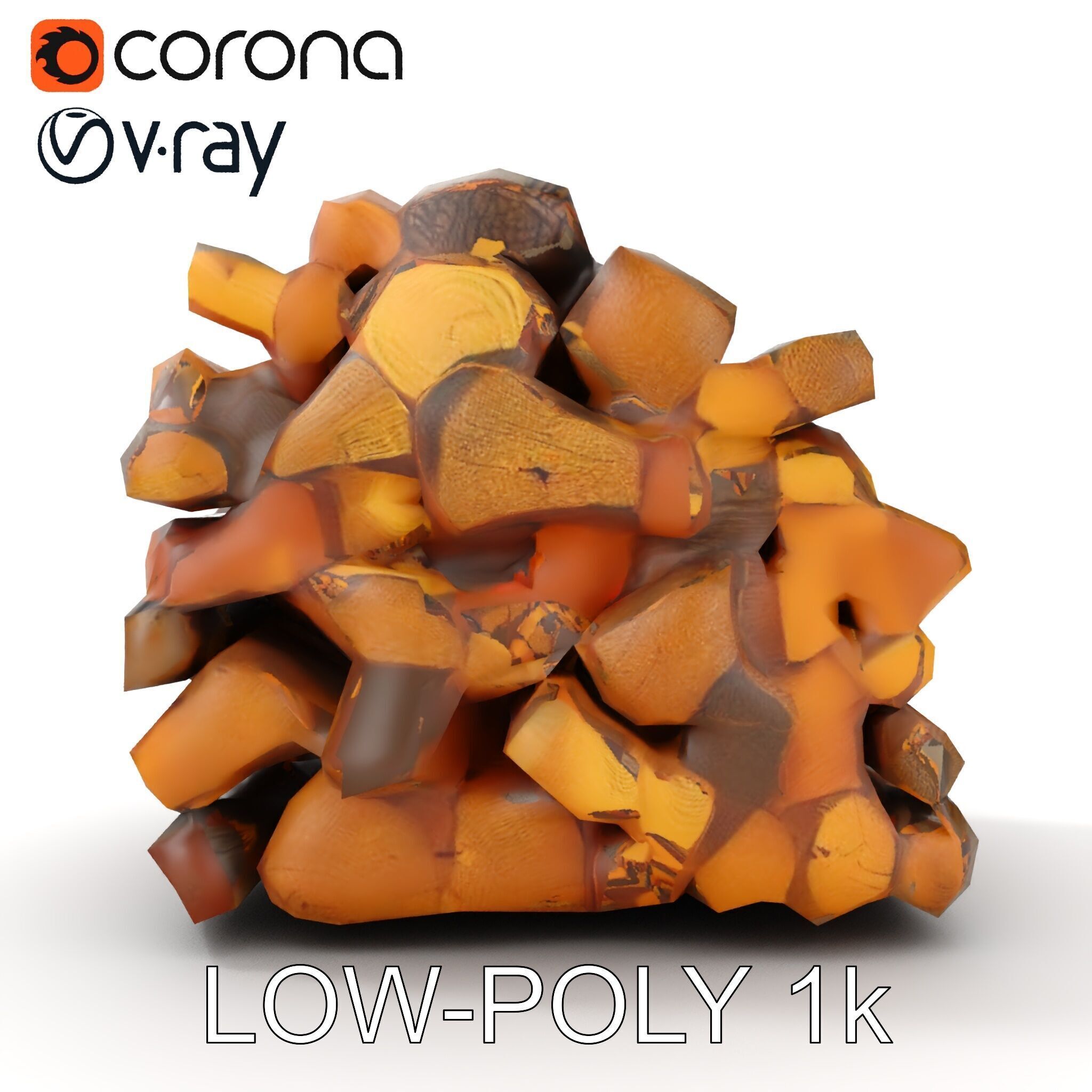 Stacked Firewood Model Pack  Realistic Wood Pile Low-poly 3D model_20