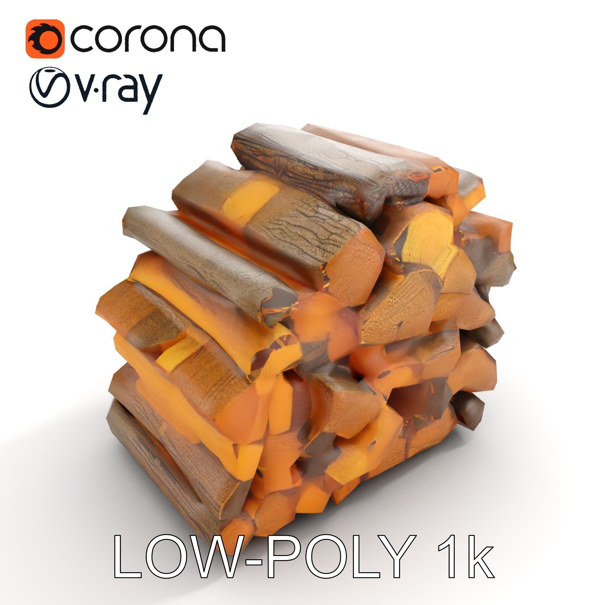 Stacked Firewood Model Pack  Realistic Wood Pile Low-poly 3D model_17