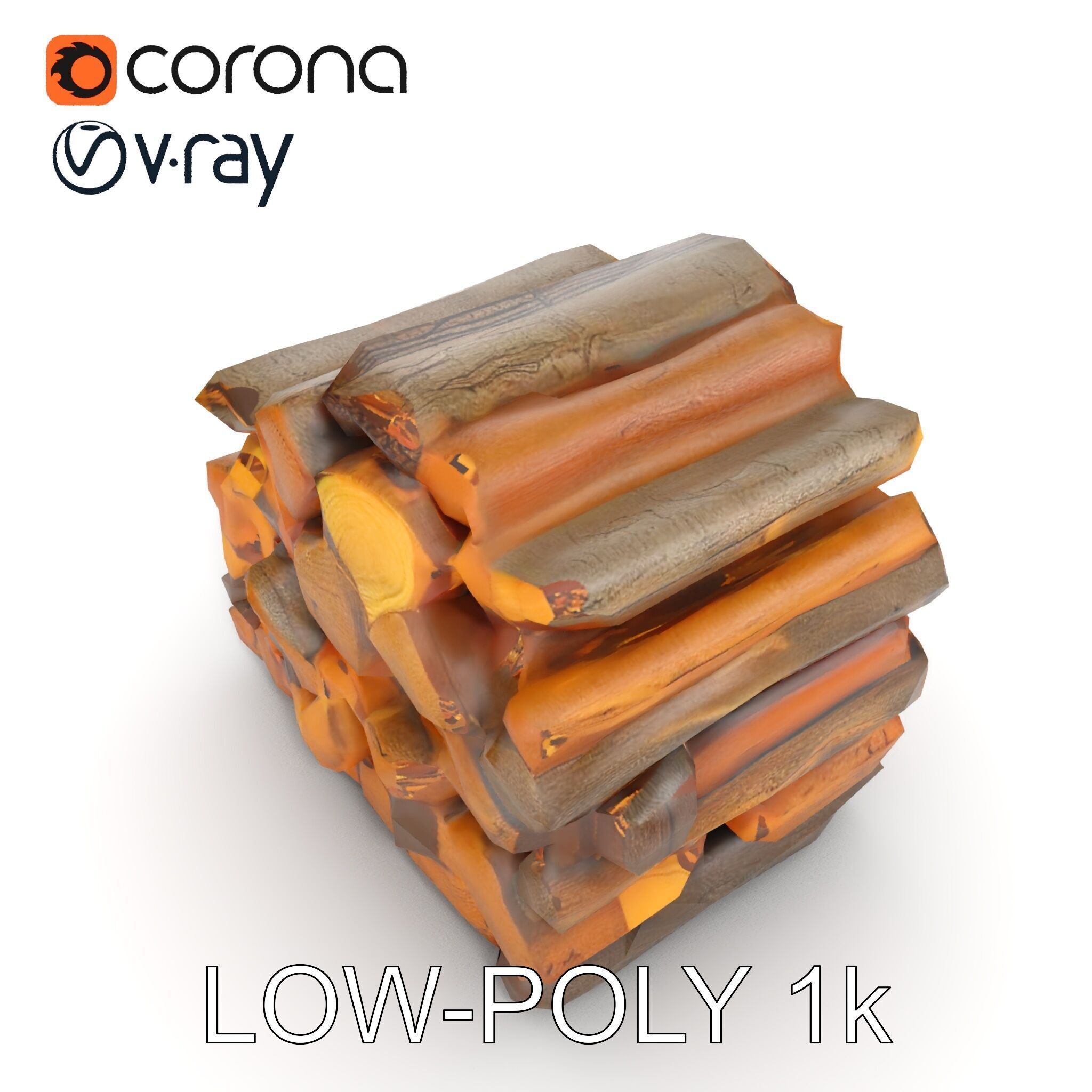 Stacked Firewood Model Pack  Realistic Wood Pile Low-poly 3D model_7