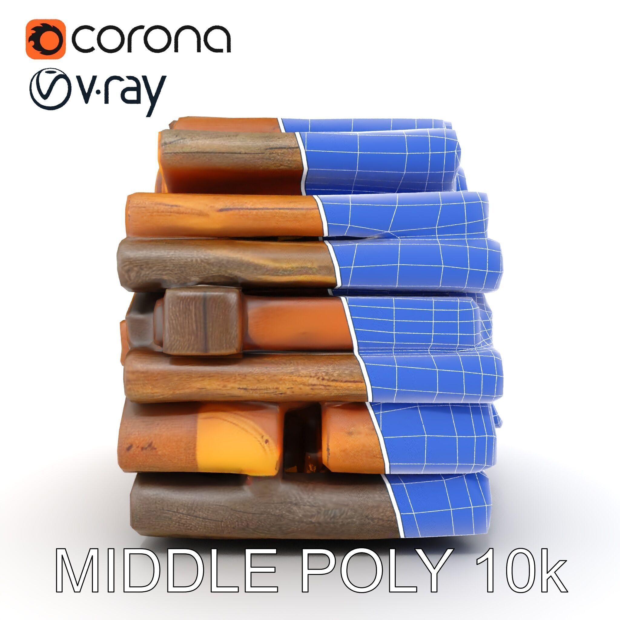 Stacked Firewood Model Pack  Realistic Wood Pile Low-poly 3D model_30