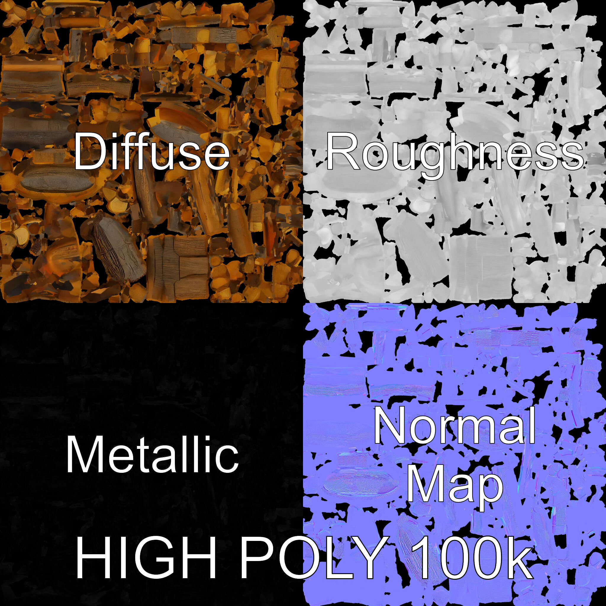 Stacked Firewood Model Pack  Realistic Wood Pile Low-poly 3D model_3