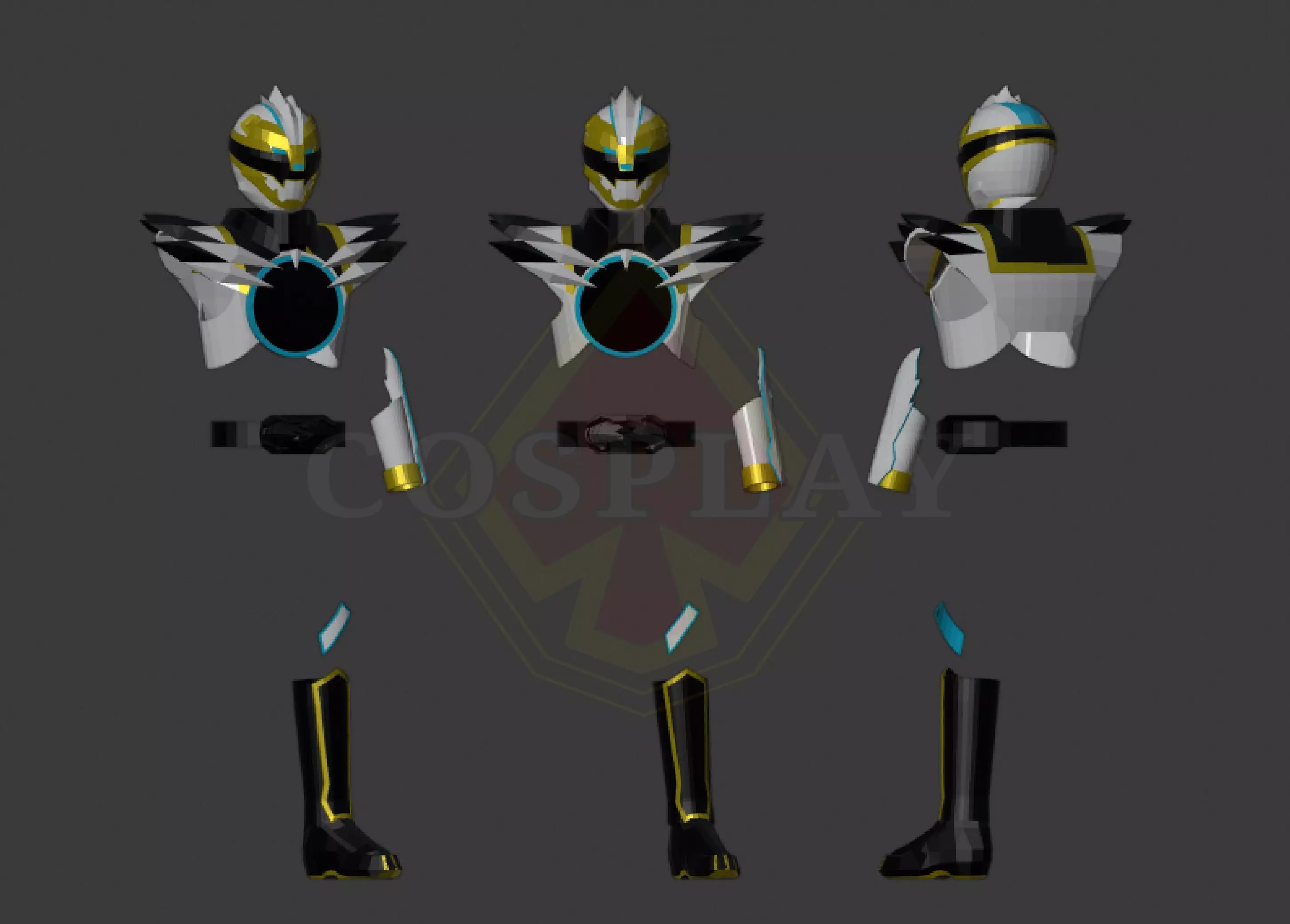 GoZyuger Polar Set Armor Pepakura Foam Unfold 3D model_0