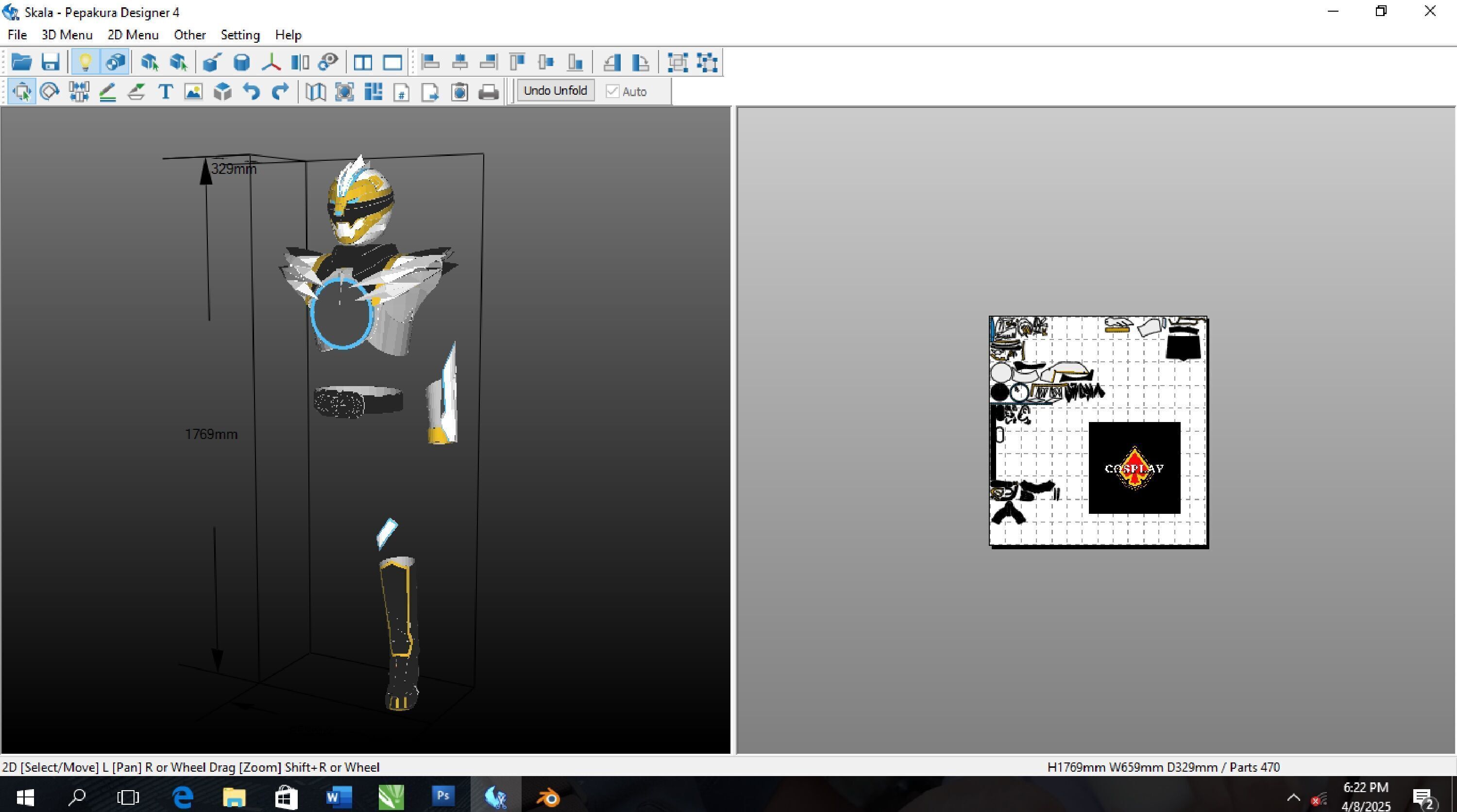 GoZyuger Polar Set Armor Pepakura Foam Unfold 3D model_1